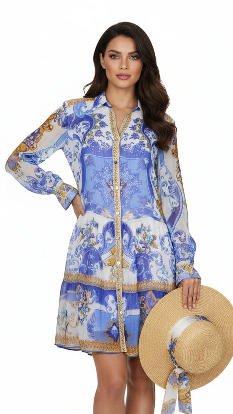 SANTORINI SUNRISE SHIRT DRESS