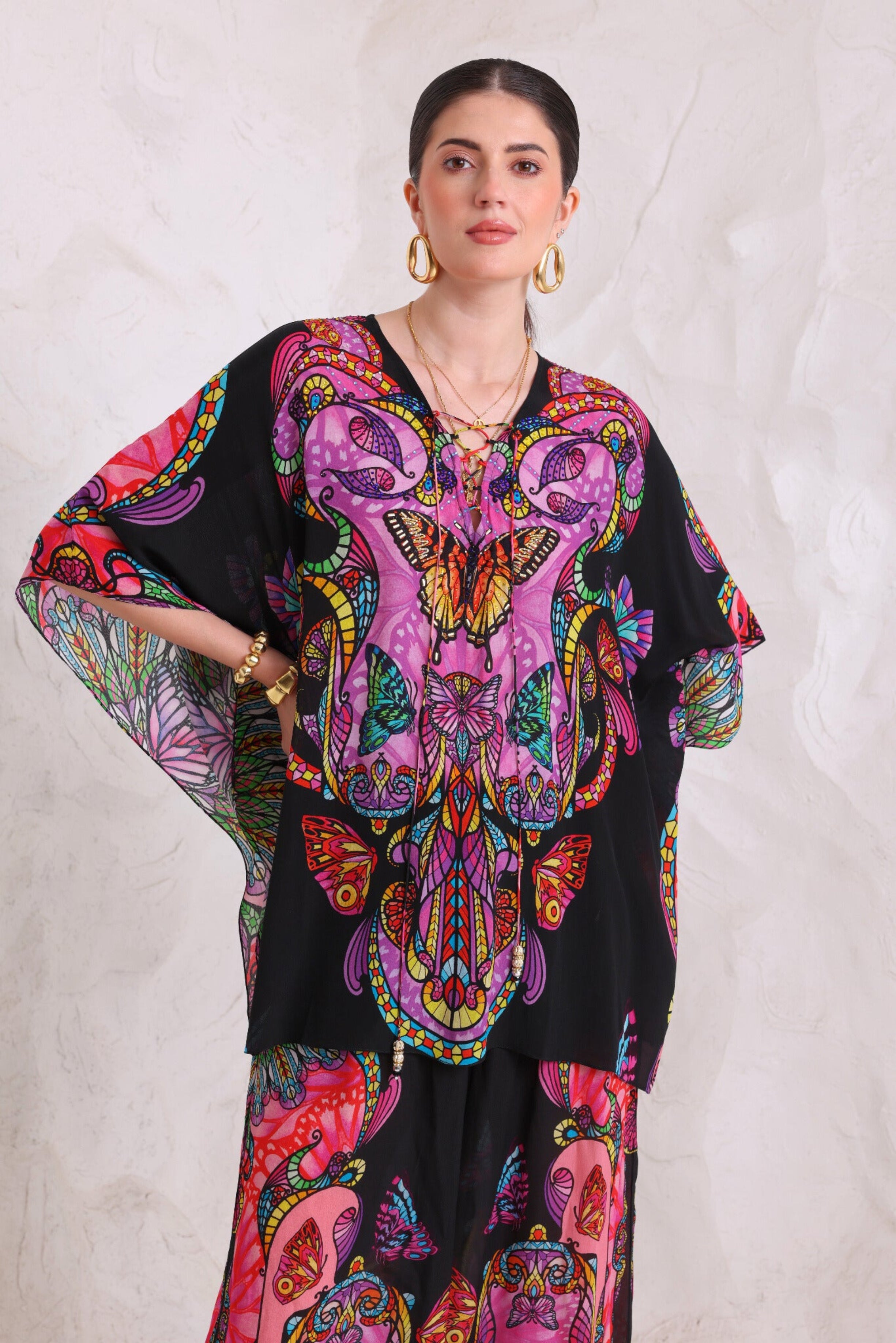 MIDNIGHT WINGS KAFTAN TOP