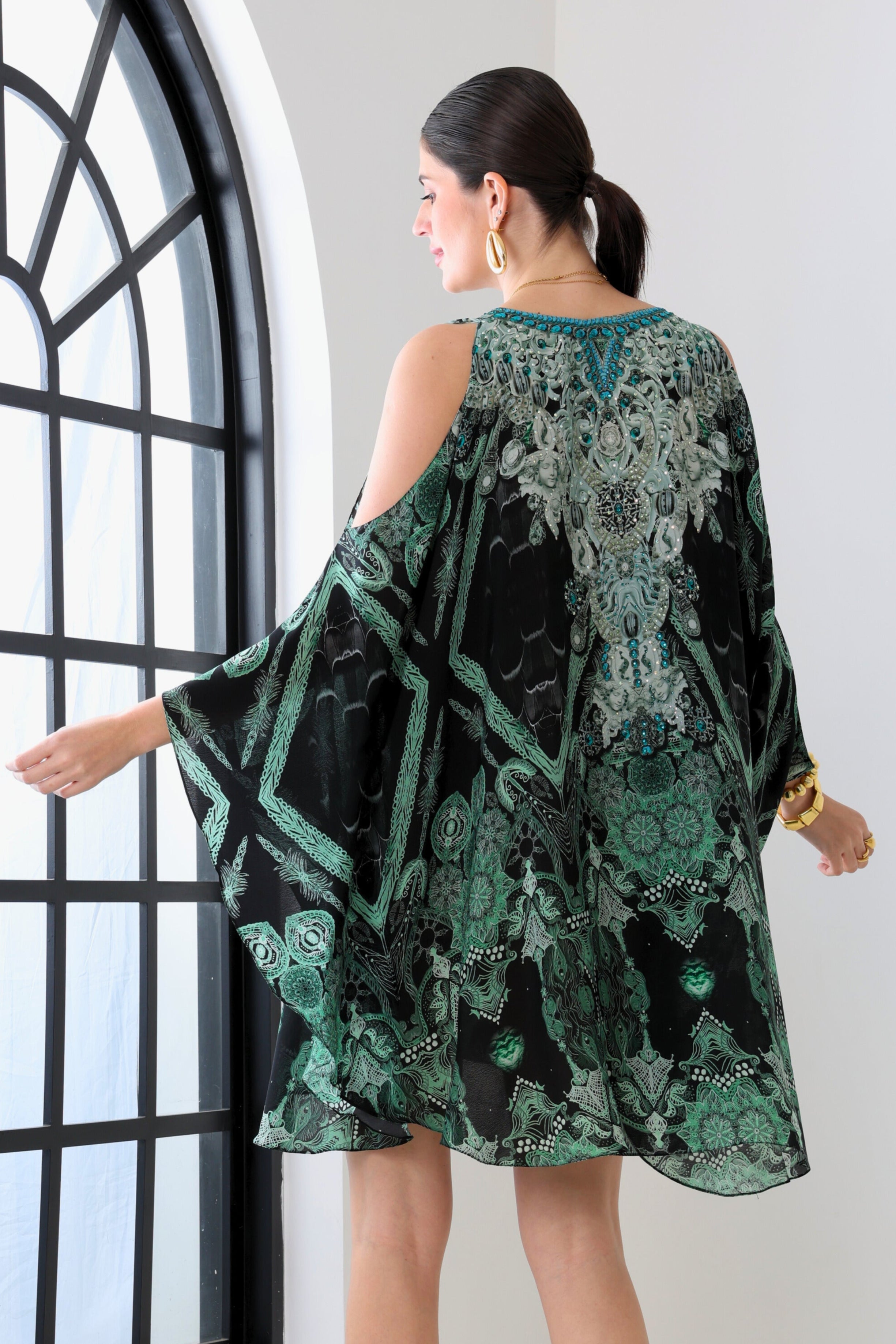 EMERALD OASIS KAFTAN DRESS