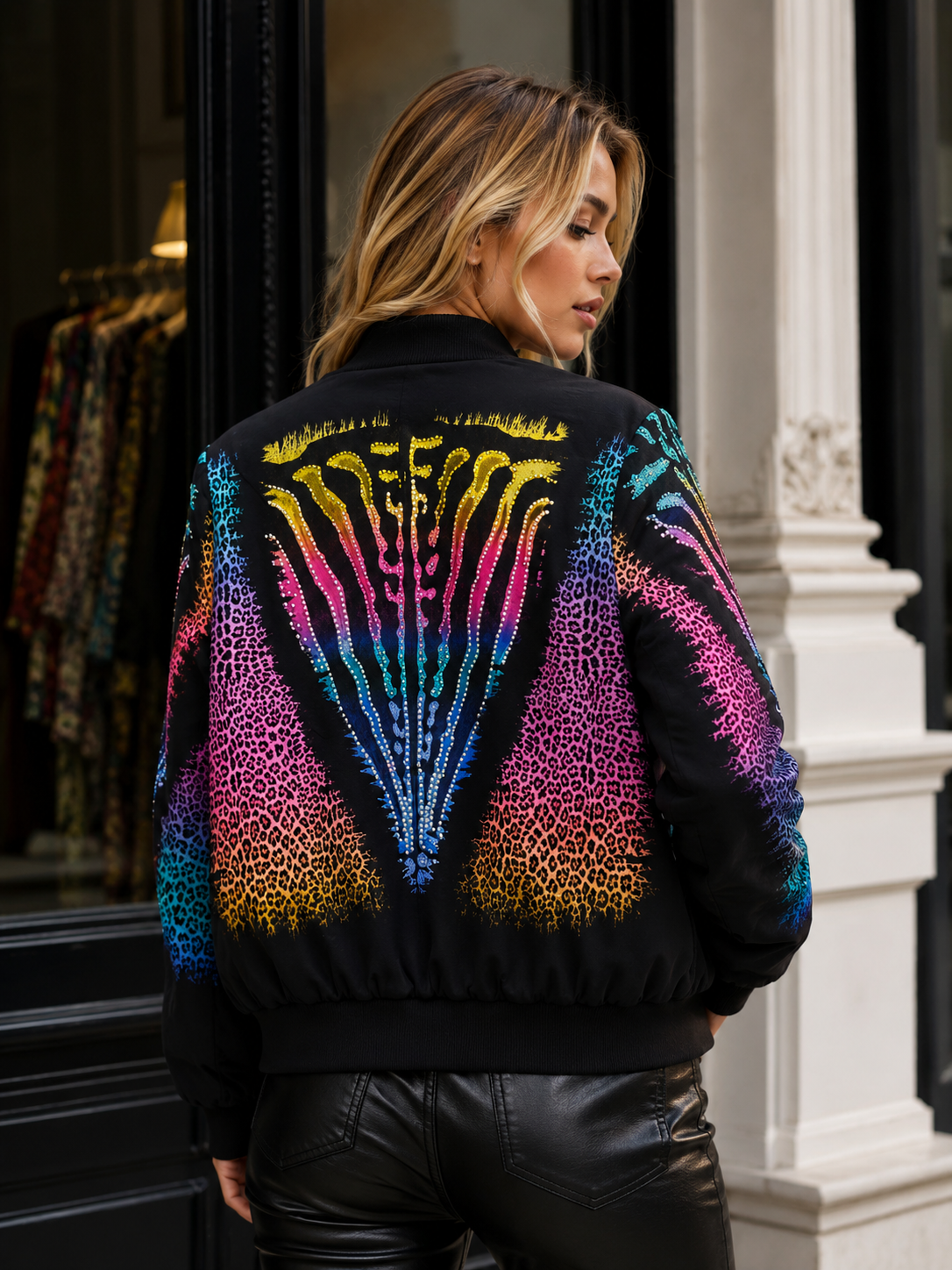 Neon CIty Padden Bomber Jacket