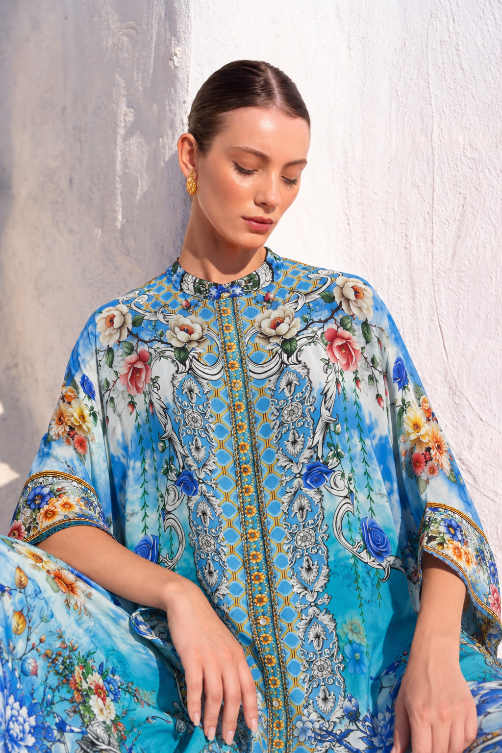 SUMMER SOMEWHERE KAFTAN TOP W SLEEVES