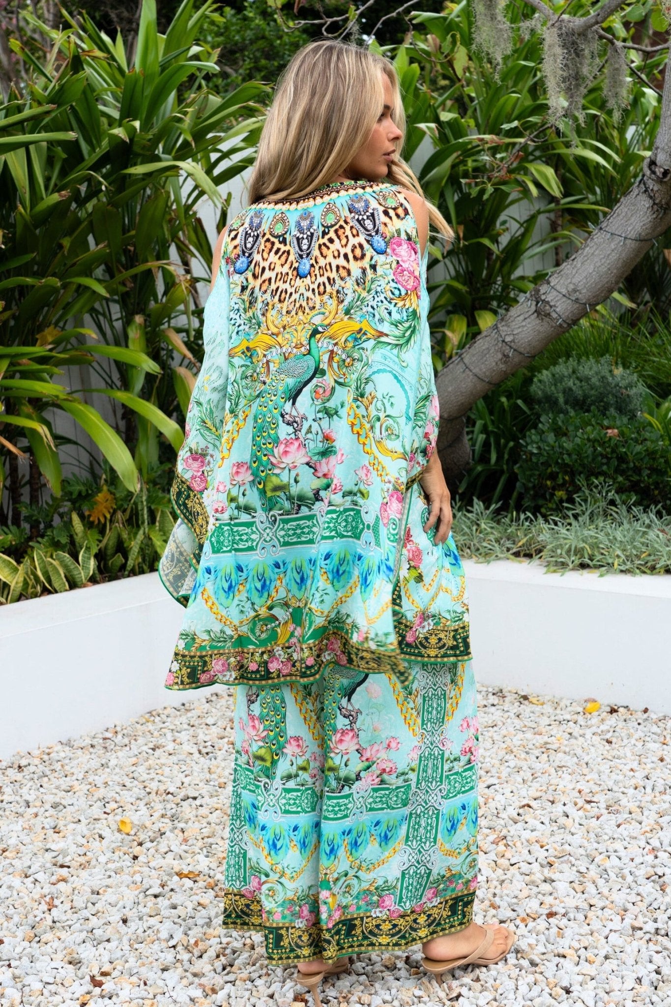 AQUA CHEETAH KAFTAN DRESS SET - Czarina