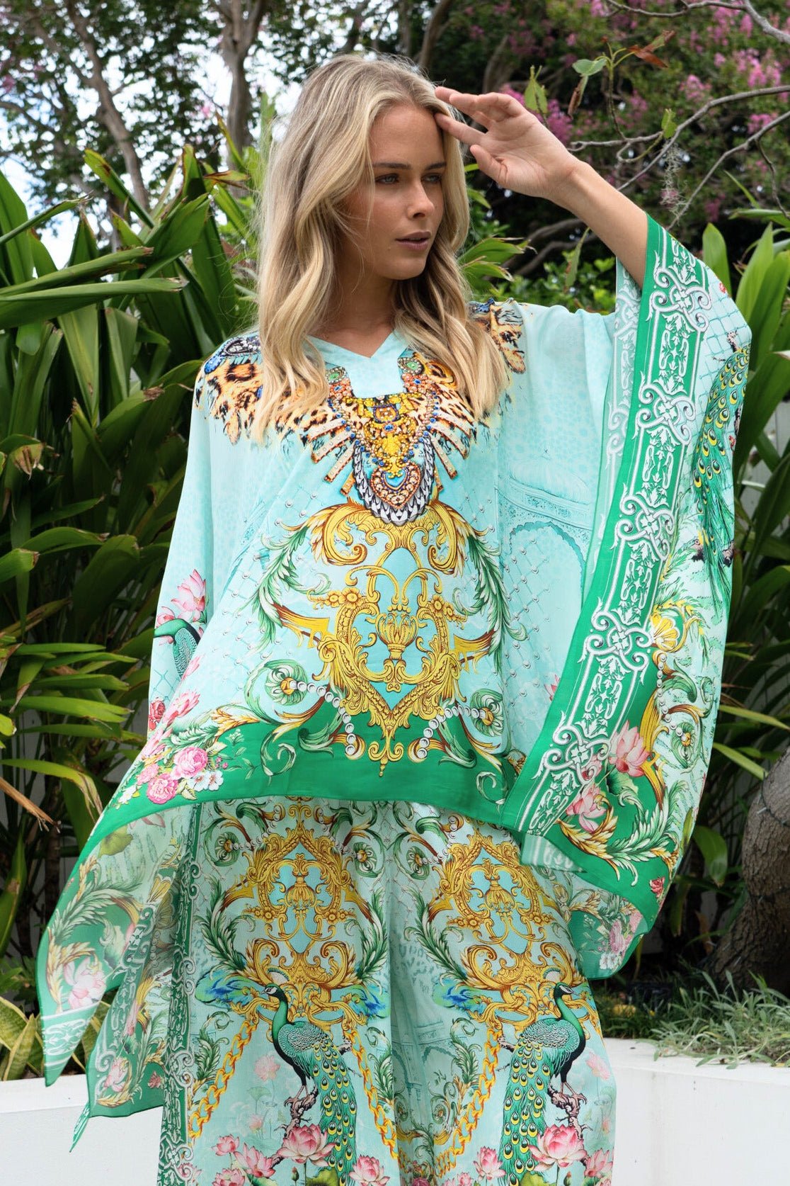 AQUA CHEETAH KAFTAN TOP - Czarina