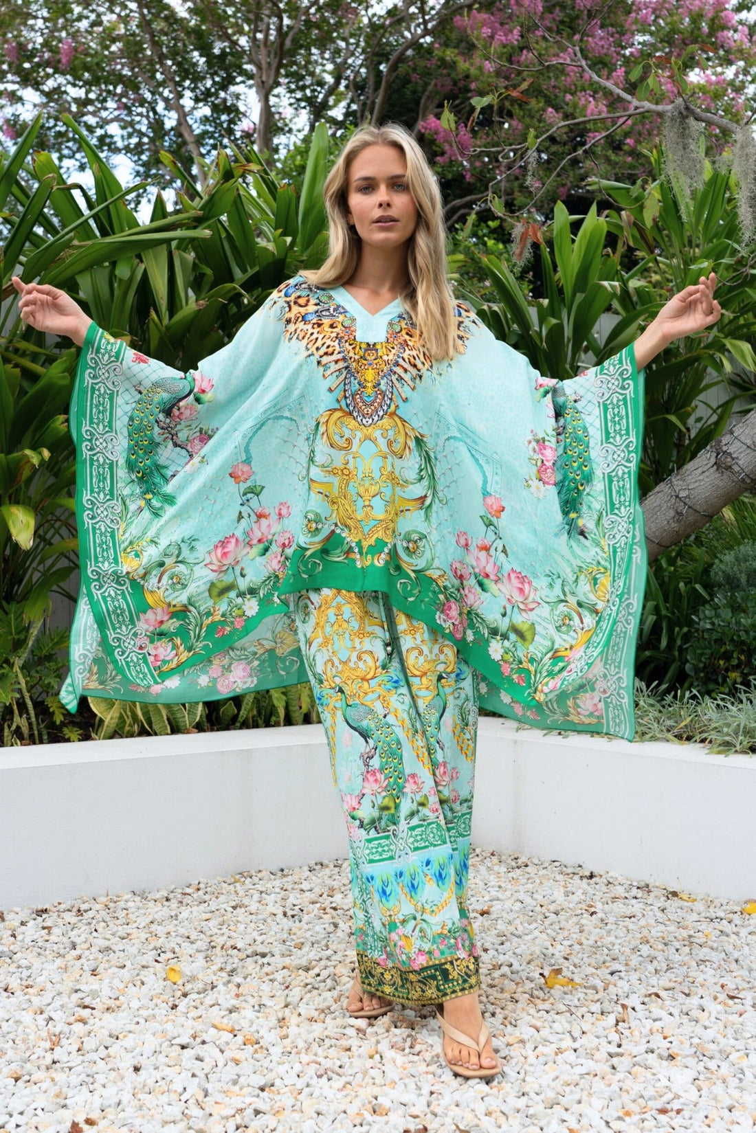 AQUA CHEETAH KAFTAN TOP - Czarina