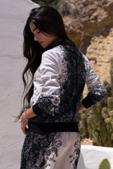 BLACK PAISLEY BOMBER JACKET - Czarina