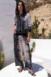 BLACK PAISLEY BOMBER JACKET - Czarina