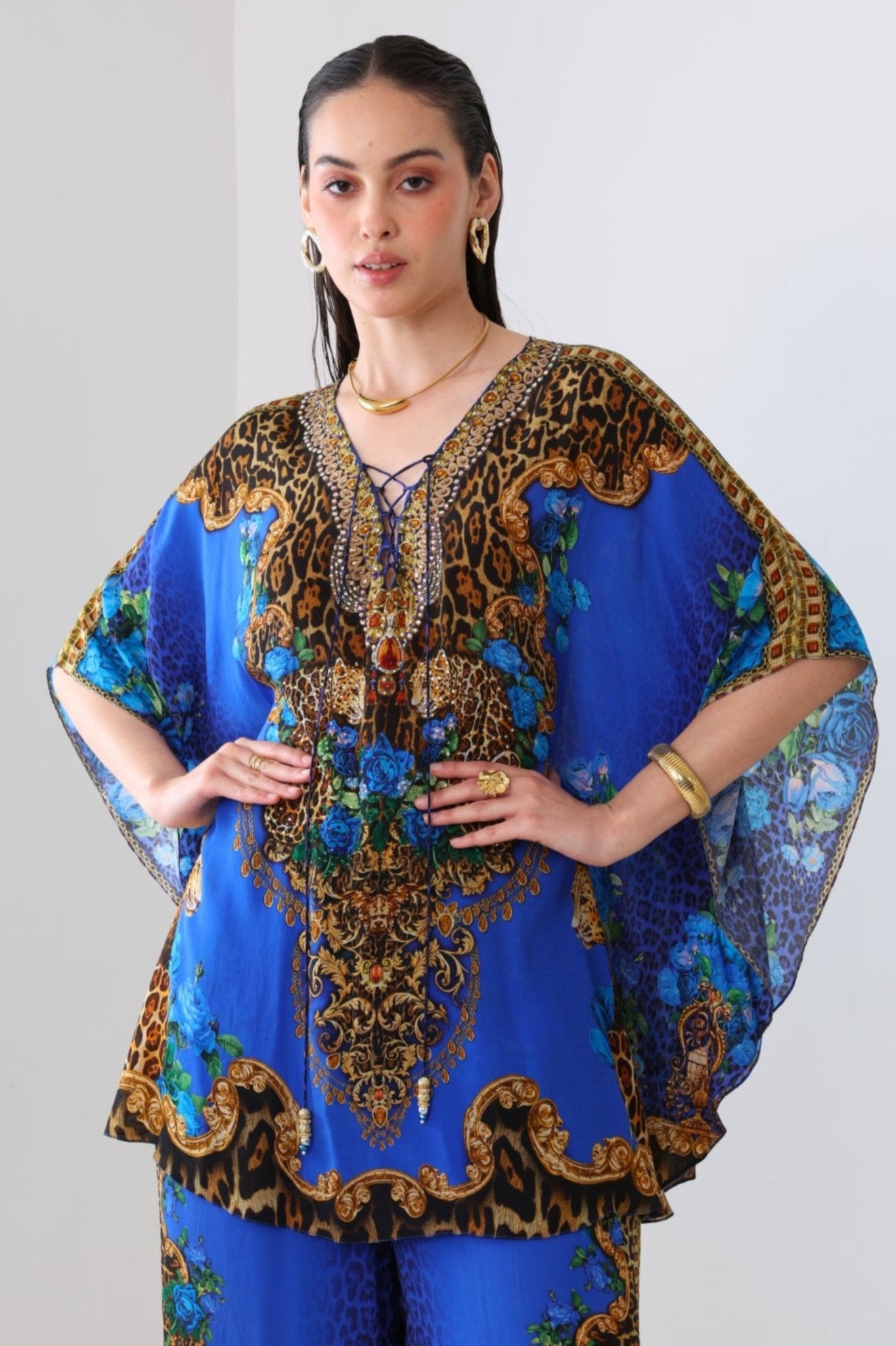 BLUE LEOPARDESS BUTTERFLY TOP - Czarina