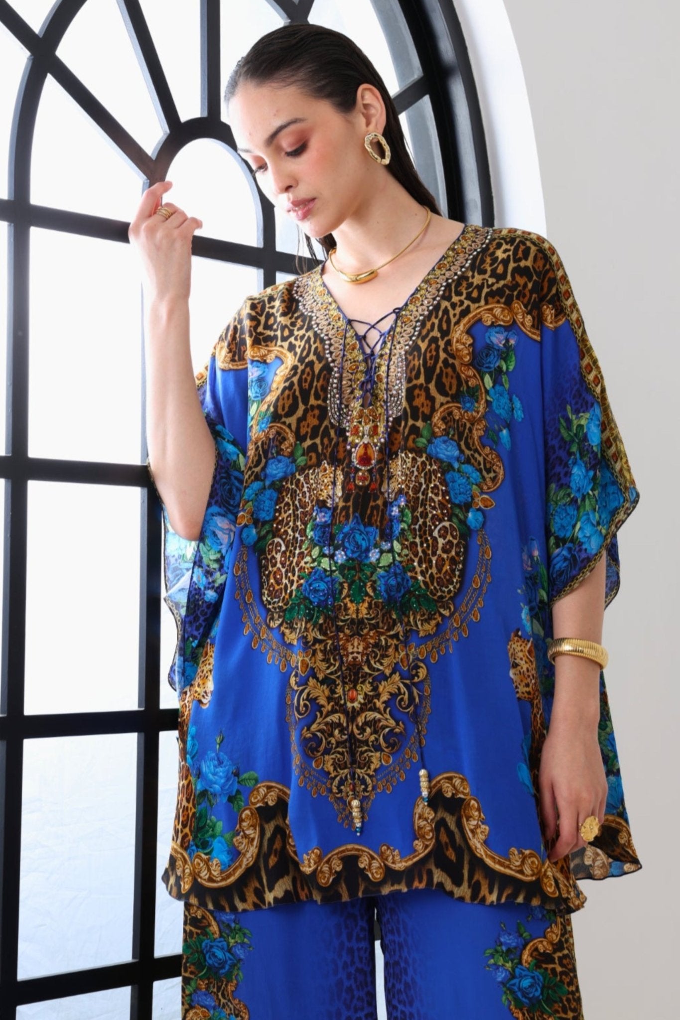 BLUE LEOPARDESS BUTTERFLY TOP - Czarina