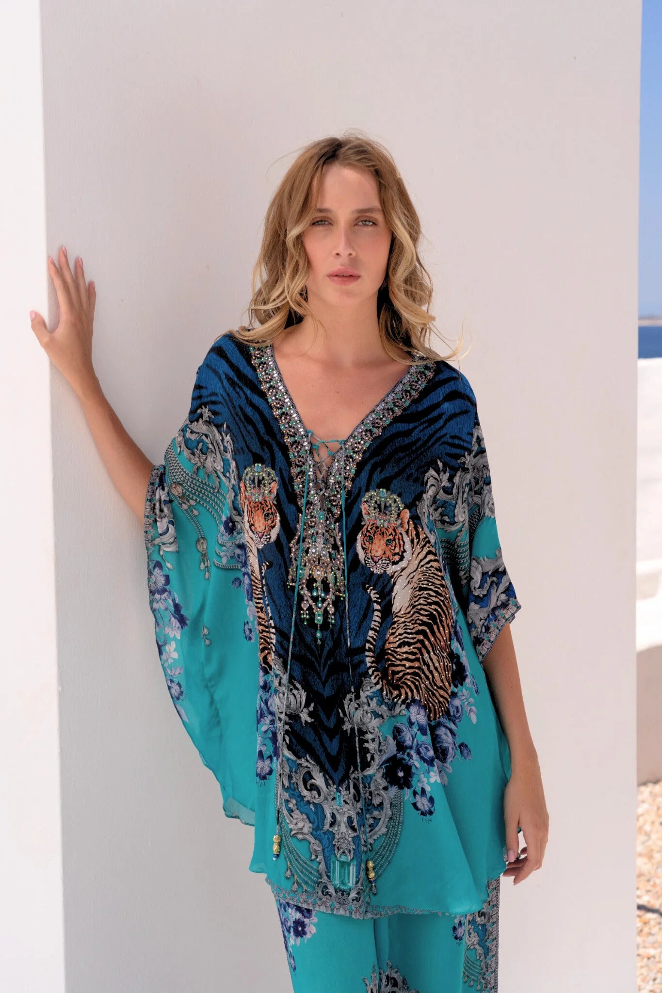 Blue Tigress Twin Set – Butterfly Top with Trousers