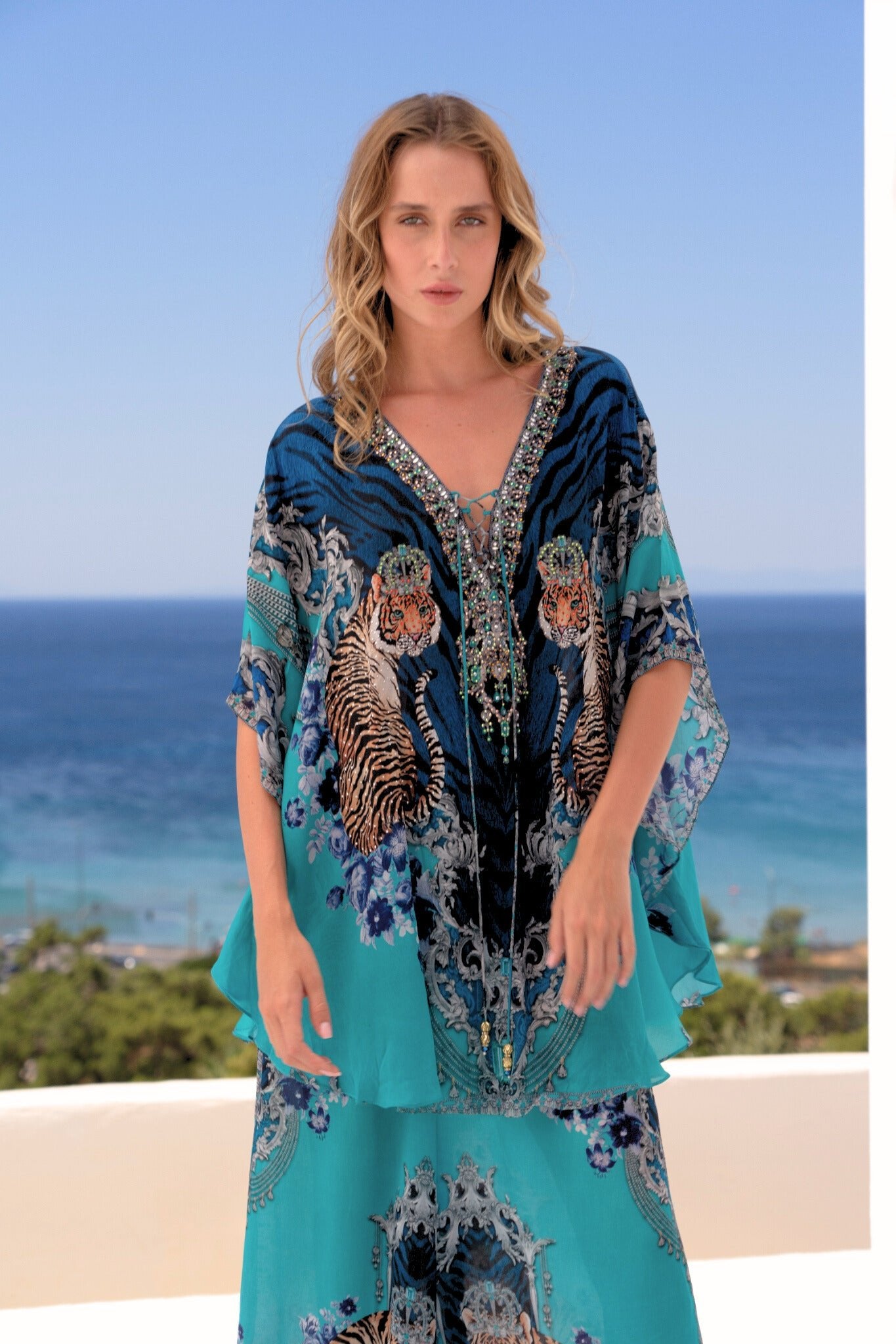 BLUE TIGRESS BUTTERFLY TOP - Czarina