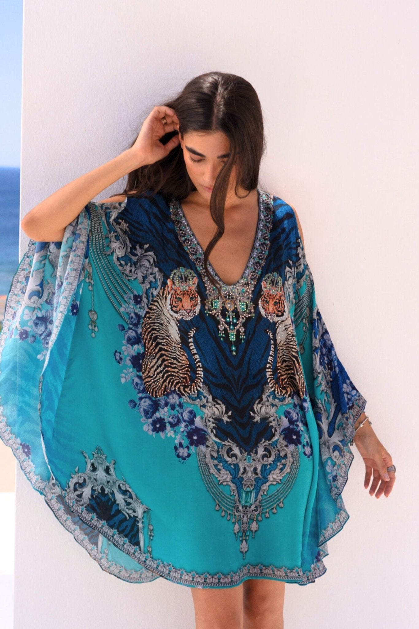 BLUE TIGRESS KAFTAN DRESS - Czarina