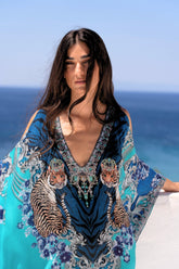 BLUE TIGRESS KAFTAN DRESS - Czarina
