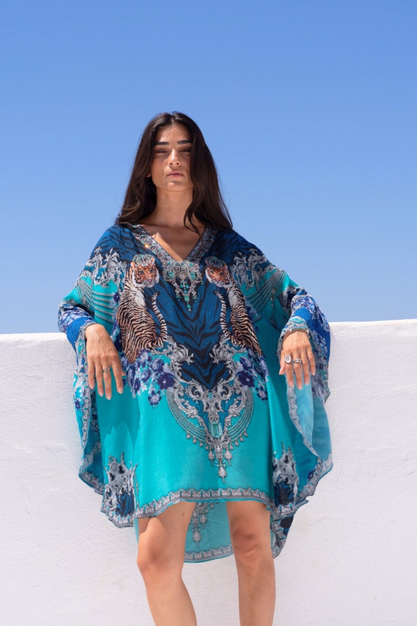 BLUE TIGRESS KAFTAN DRESS - Czarina
