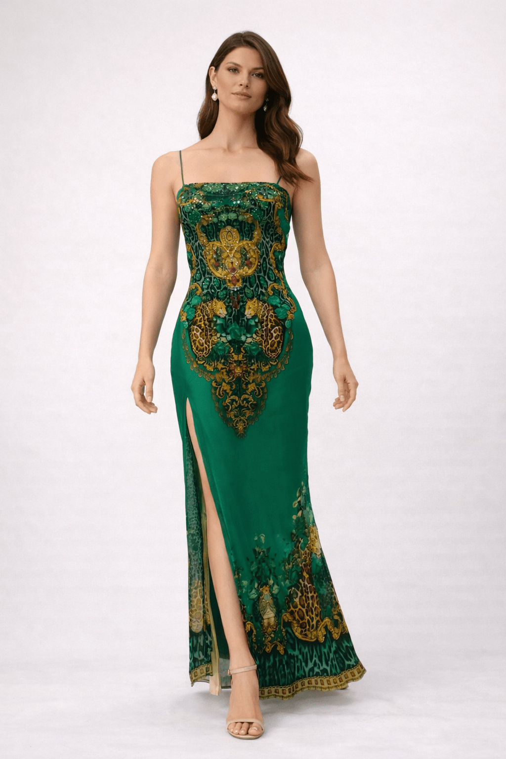 EMERALD LEOPARDESS SLIP DRESS - Czarina