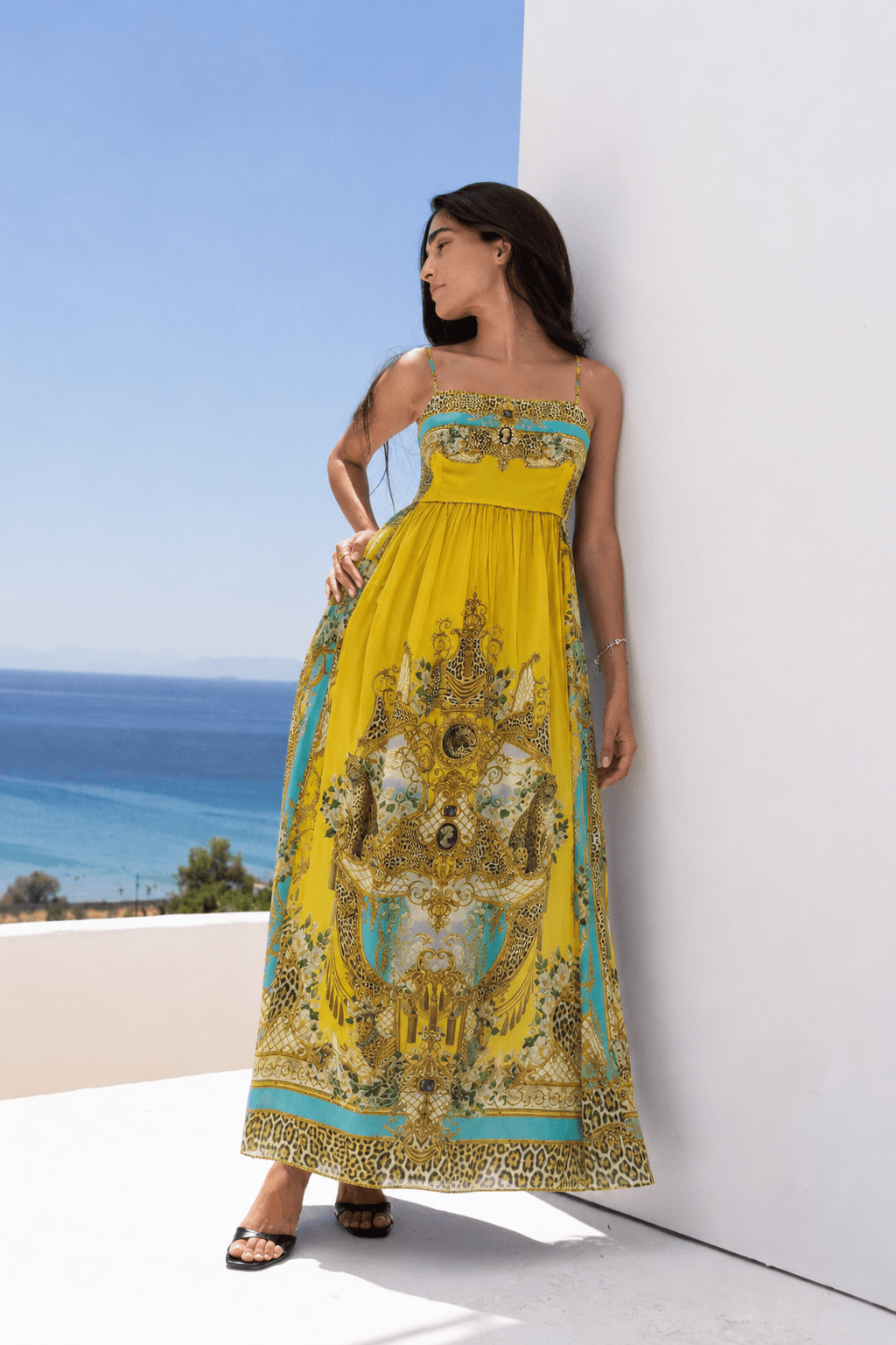 GOLDEN LEOPARD S-S MIDI DRESS - Czarina