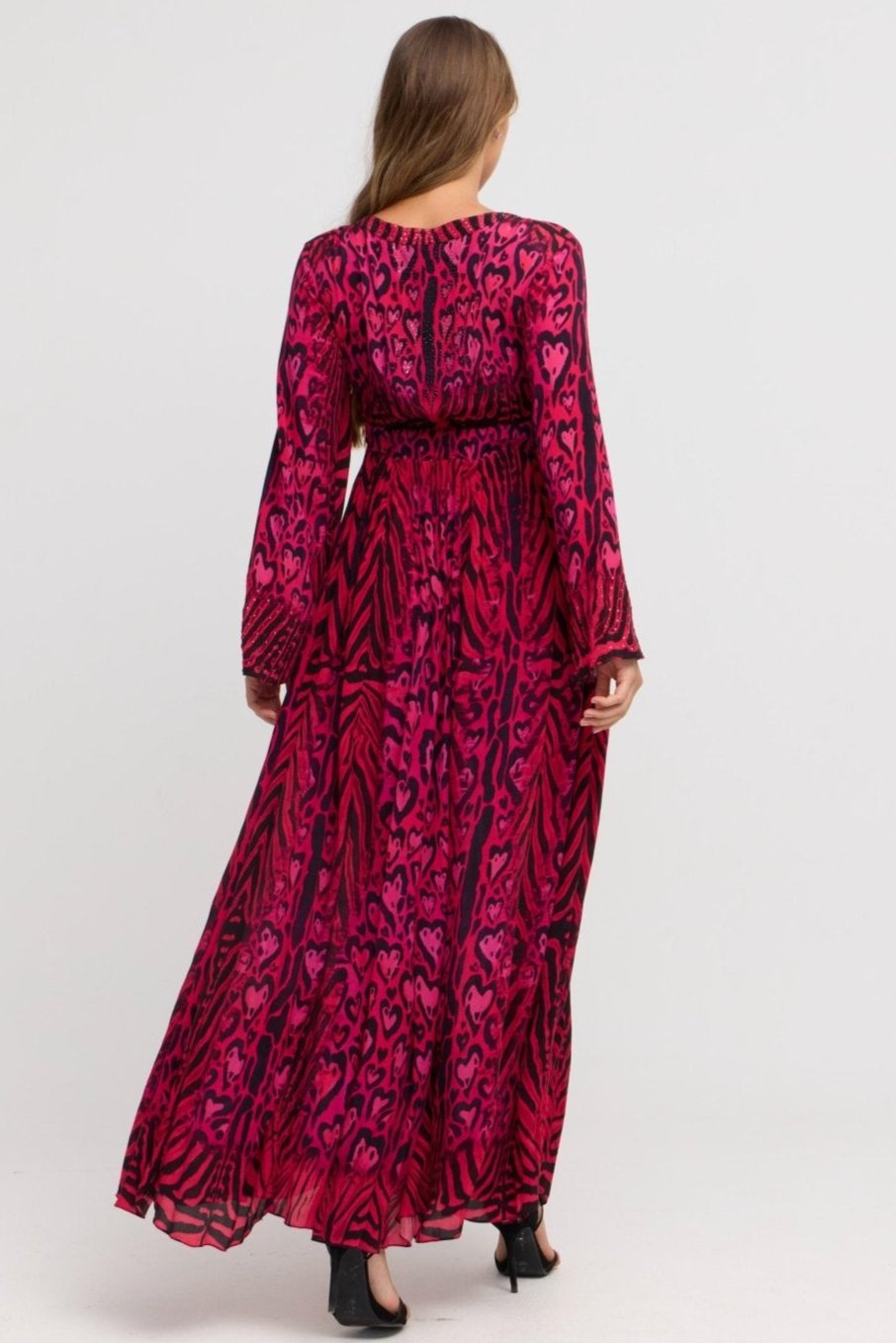 Hearts Forever Maxi w Flare Sleeves - Czarina