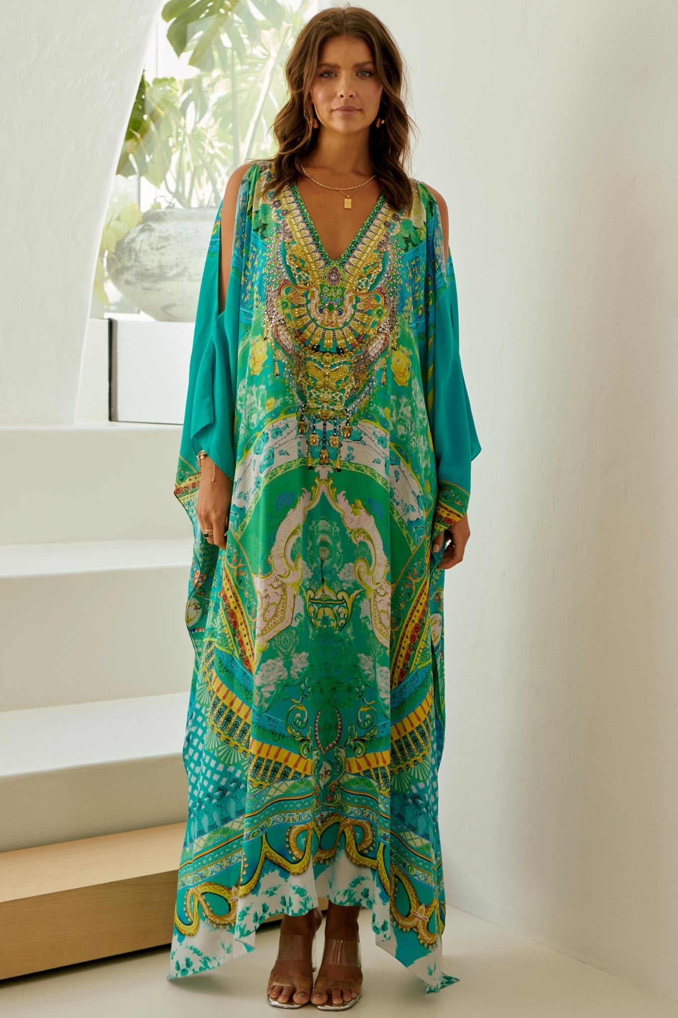 Isle Of Dreams 100% Silk Big Width Kaftan - Czarina