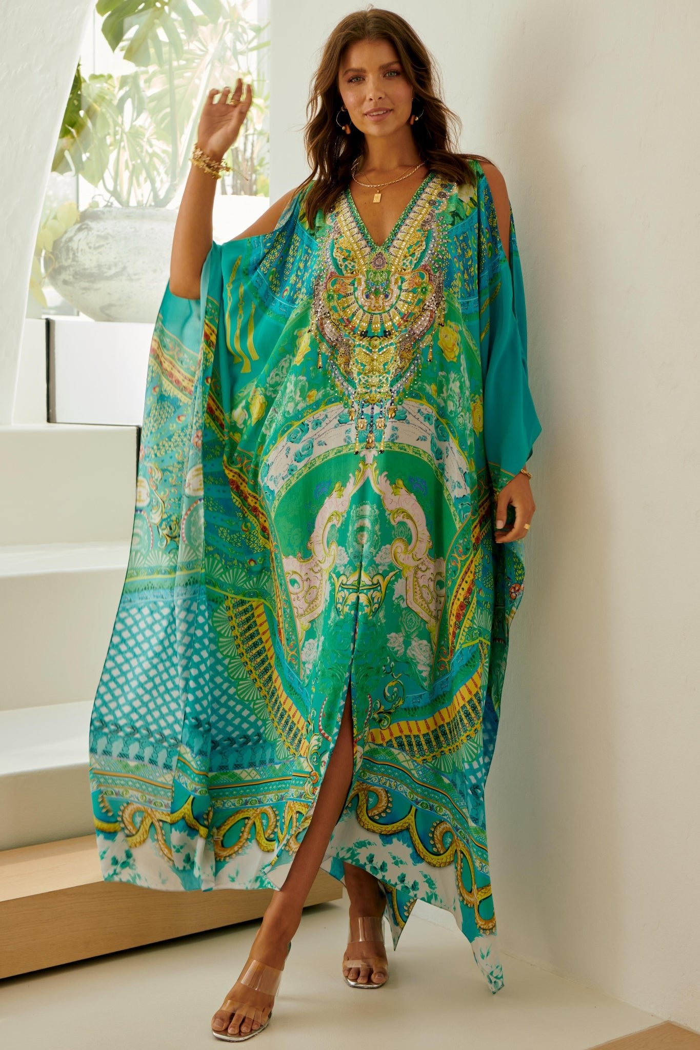 Isle Of Dreams 100% Silk Big Width Kaftan - Czarina