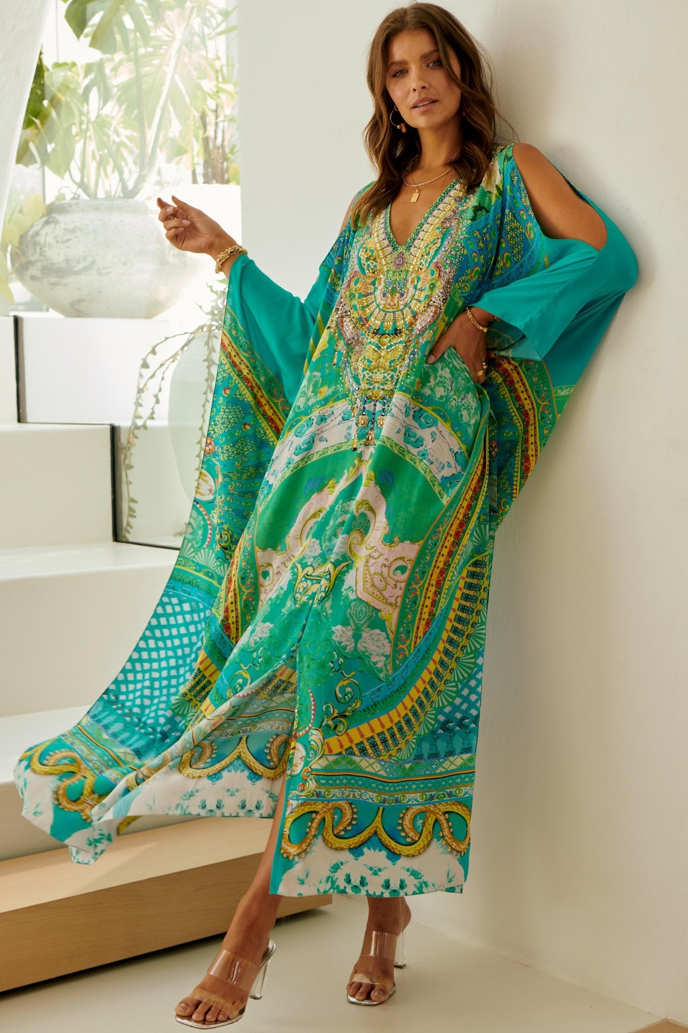 Isle Of Dreams 100% Silk Big Width Kaftan - Czarina