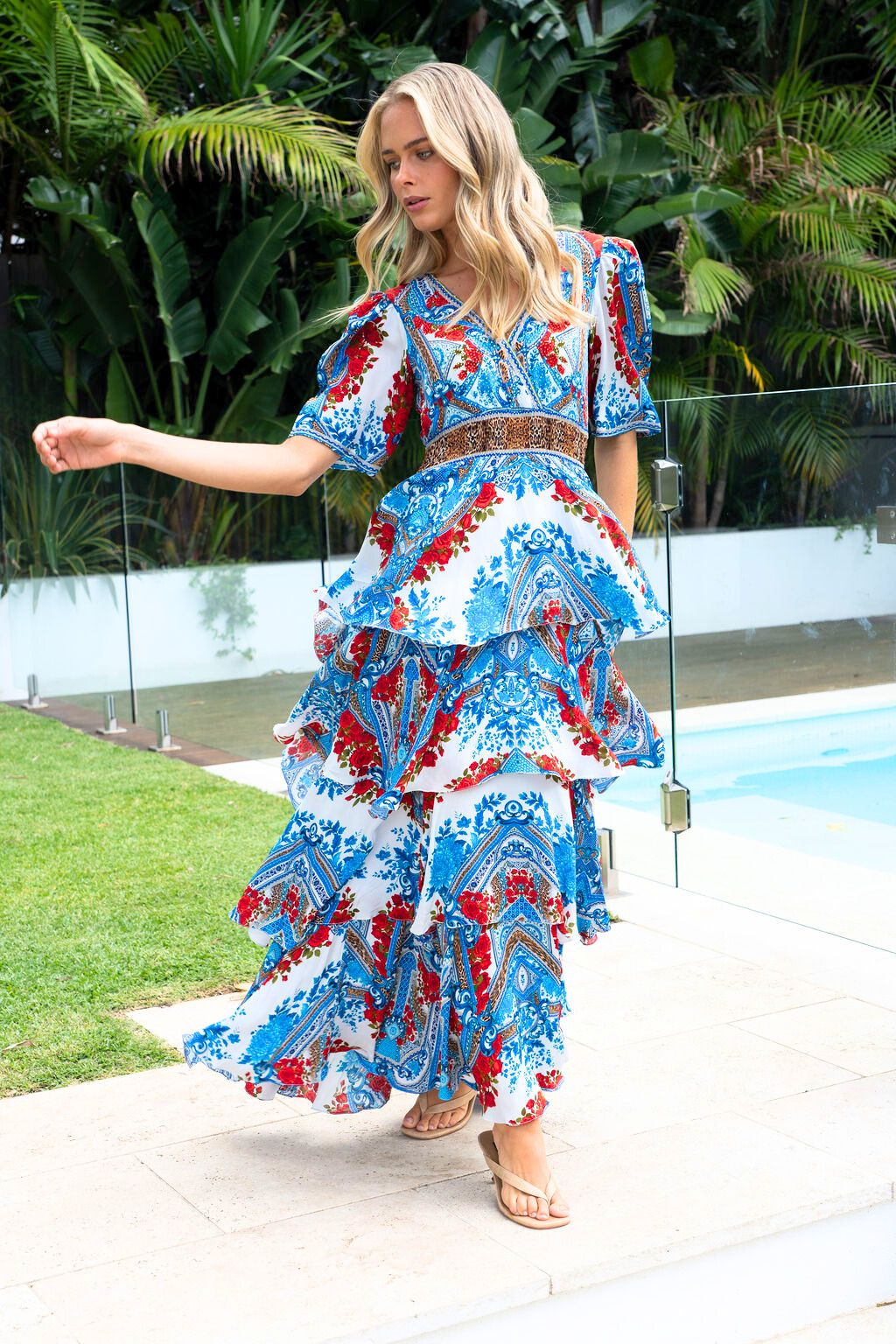 LOST IN AZURE CROSS OVER MAXI DRESS - Czarina