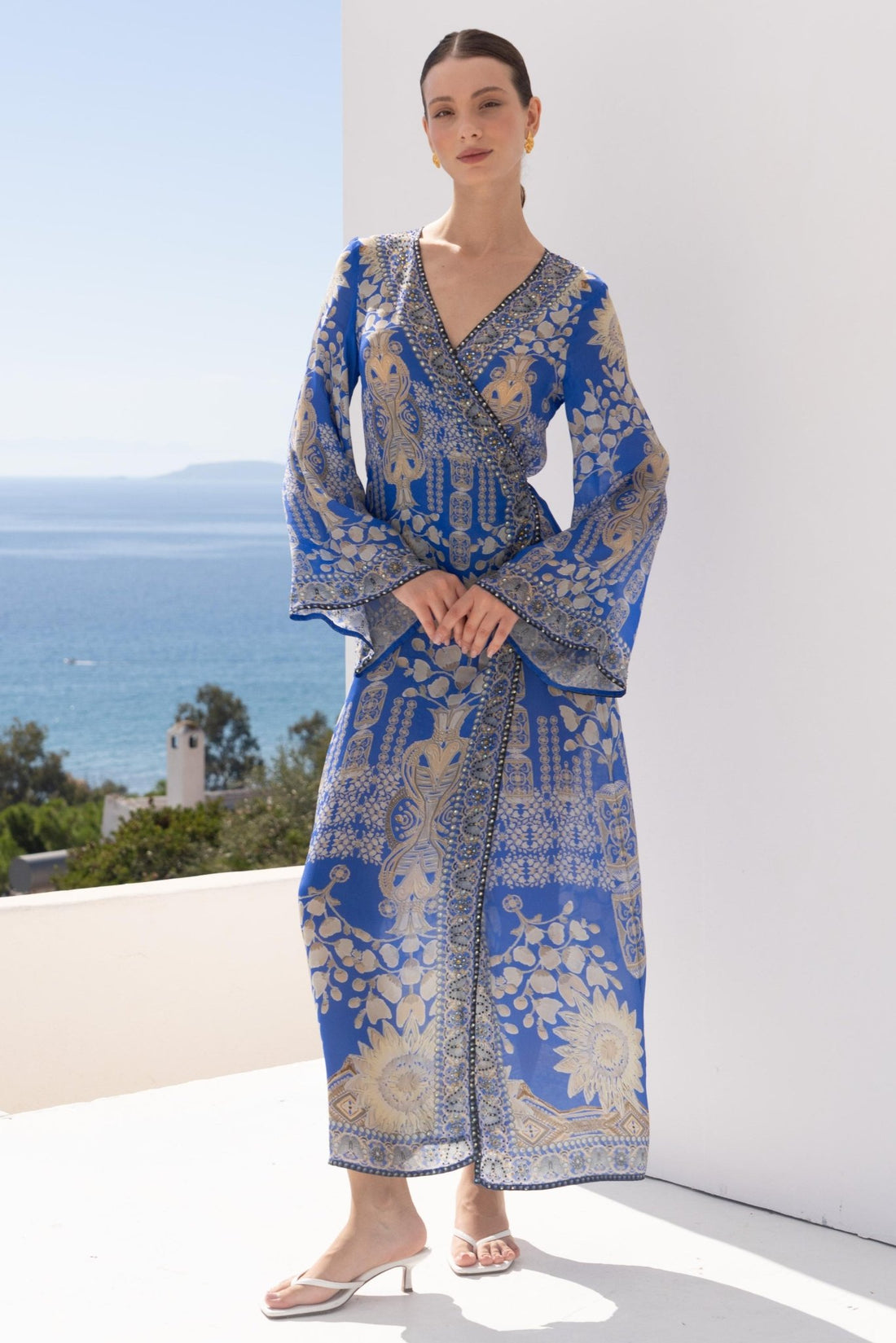 MEDITERRANEAN BLUES WRAP DRESS - Czarina