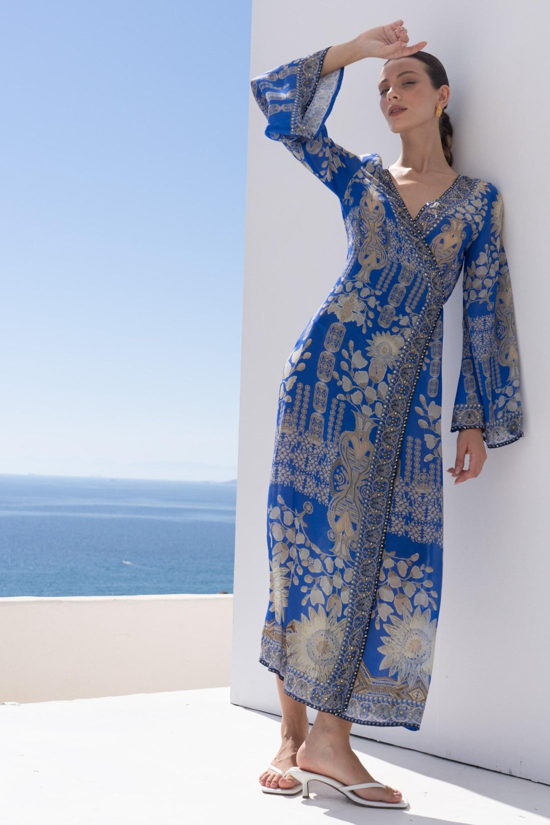 MEDITERRANEAN BLUES WRAP DRESS - Czarina