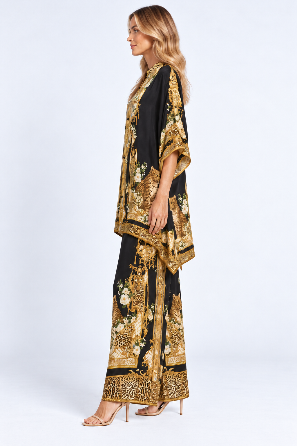 Midnight Romance Kaftan Top with Sleeves - side view; trousers sold separately