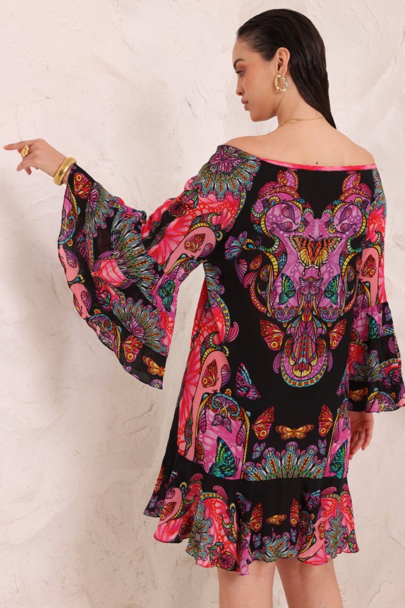 MIDNIGHT WINGS FRILL DRESS - Czarina