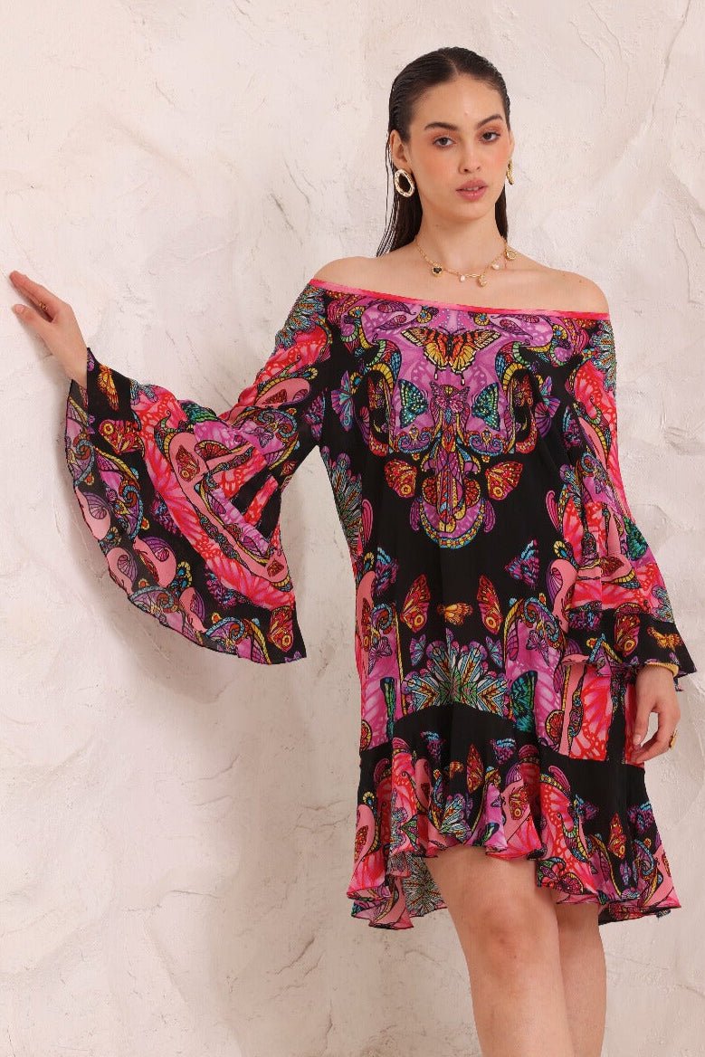 MIDNIGHT WINGS FRILL DRESS - Czarina