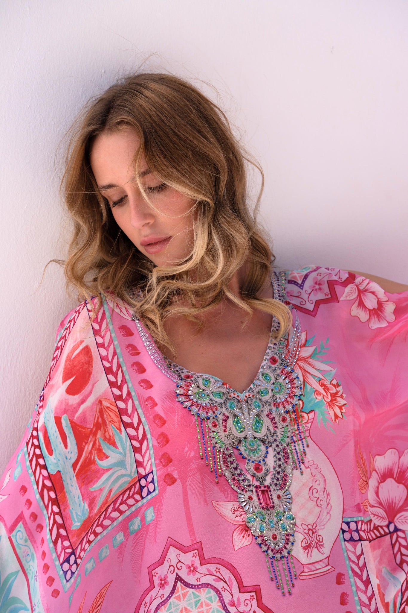 Pink Boho Kaftan Dress - Czarina