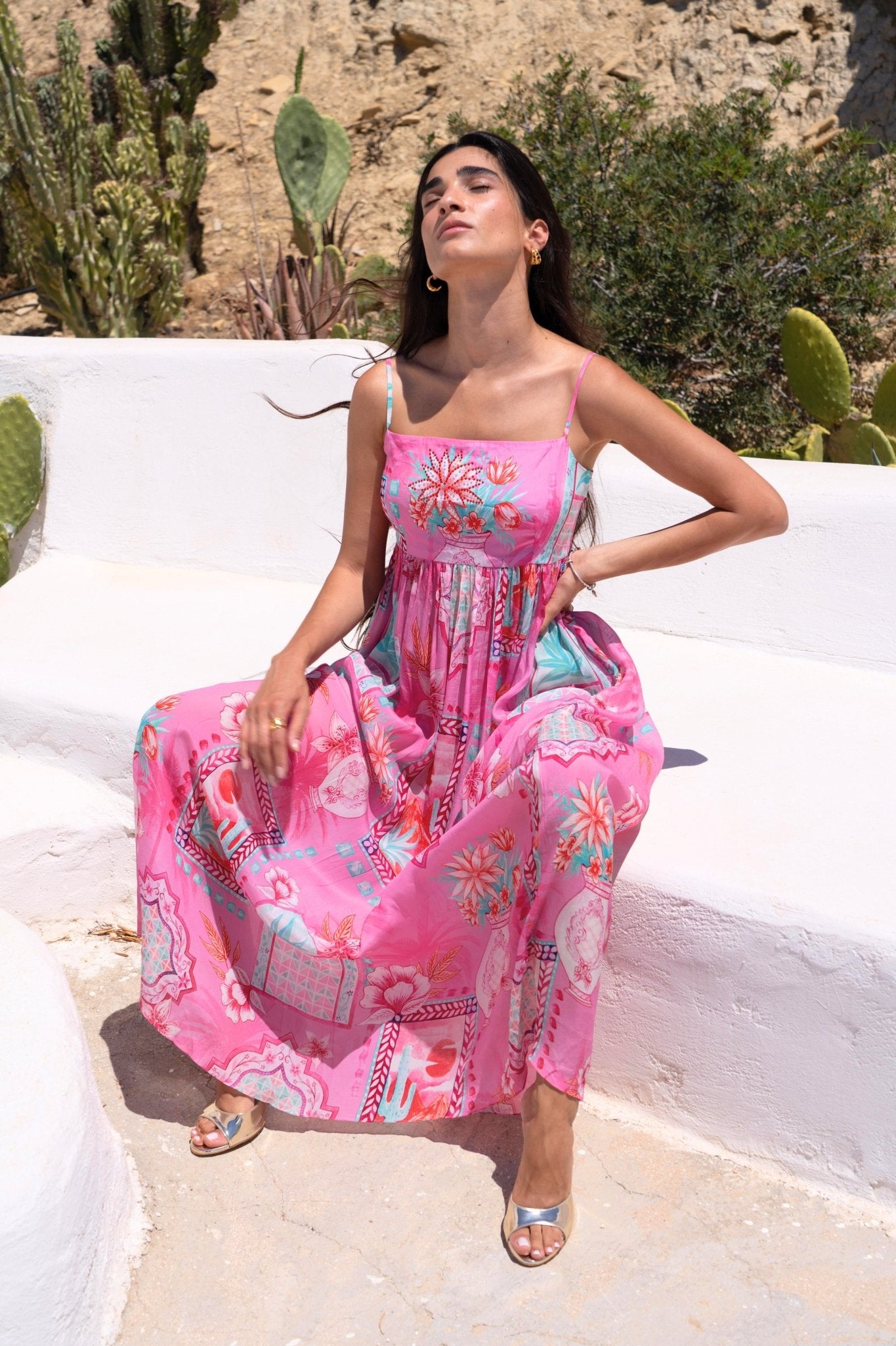 Pink Boho S - S Midi Dress - Czarina