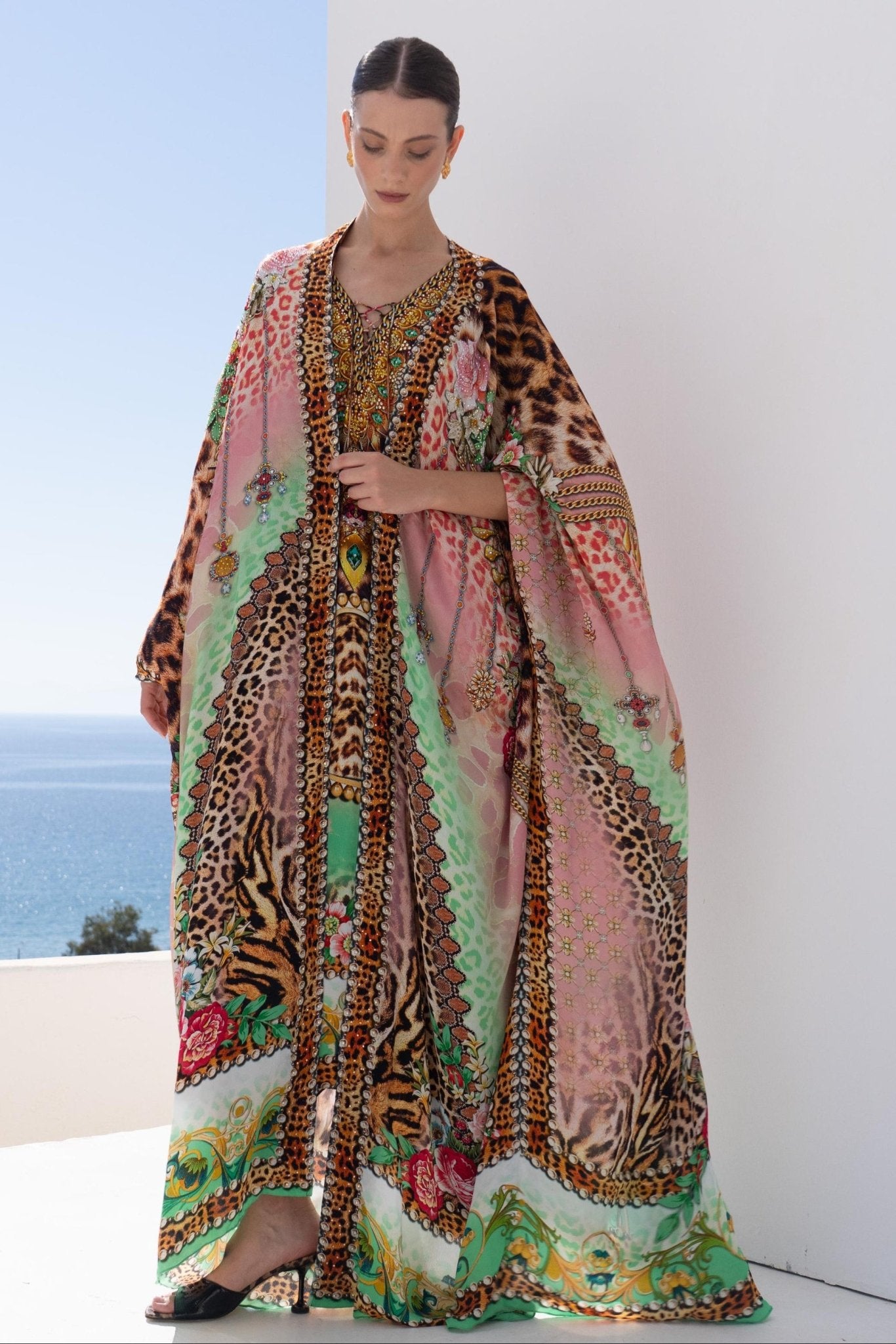 PINK CHEETAH LONG CAPE - Czarina