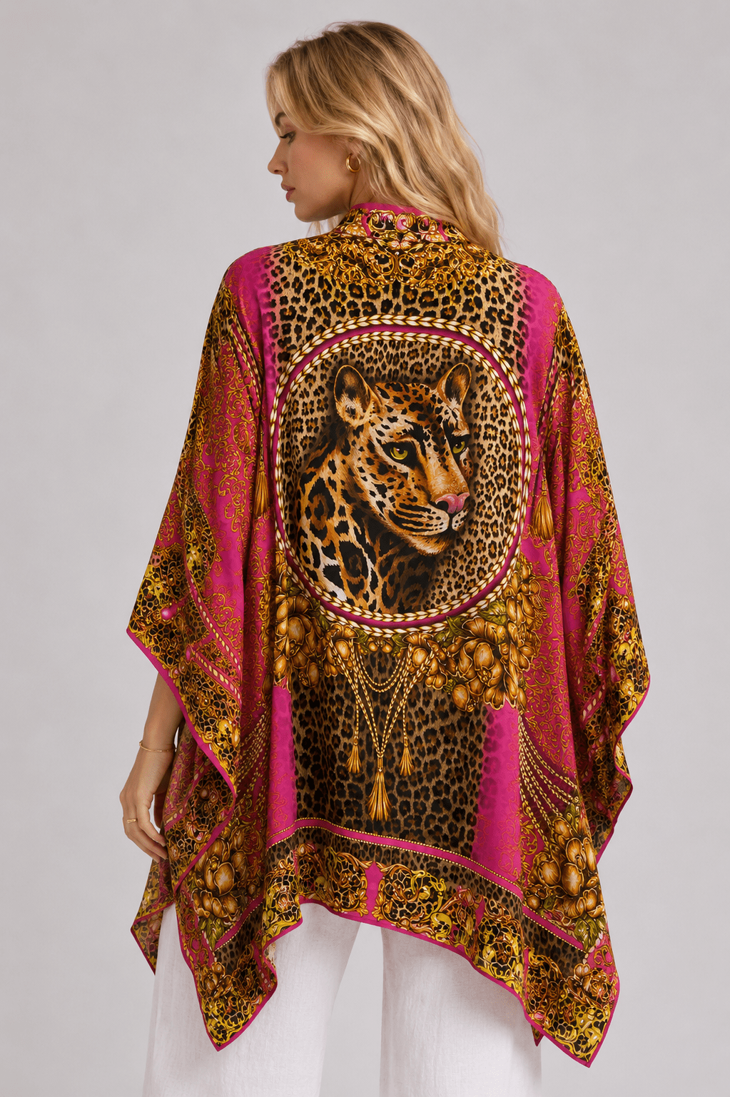 PINK LEOPARD KAFTAN TOP W SLEEVES - Czarina