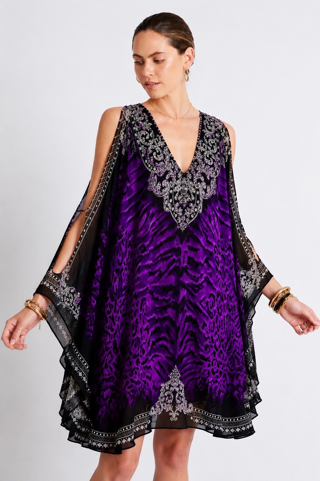 PURPLE TIGRESS KAFTAN DRESS - Czarina