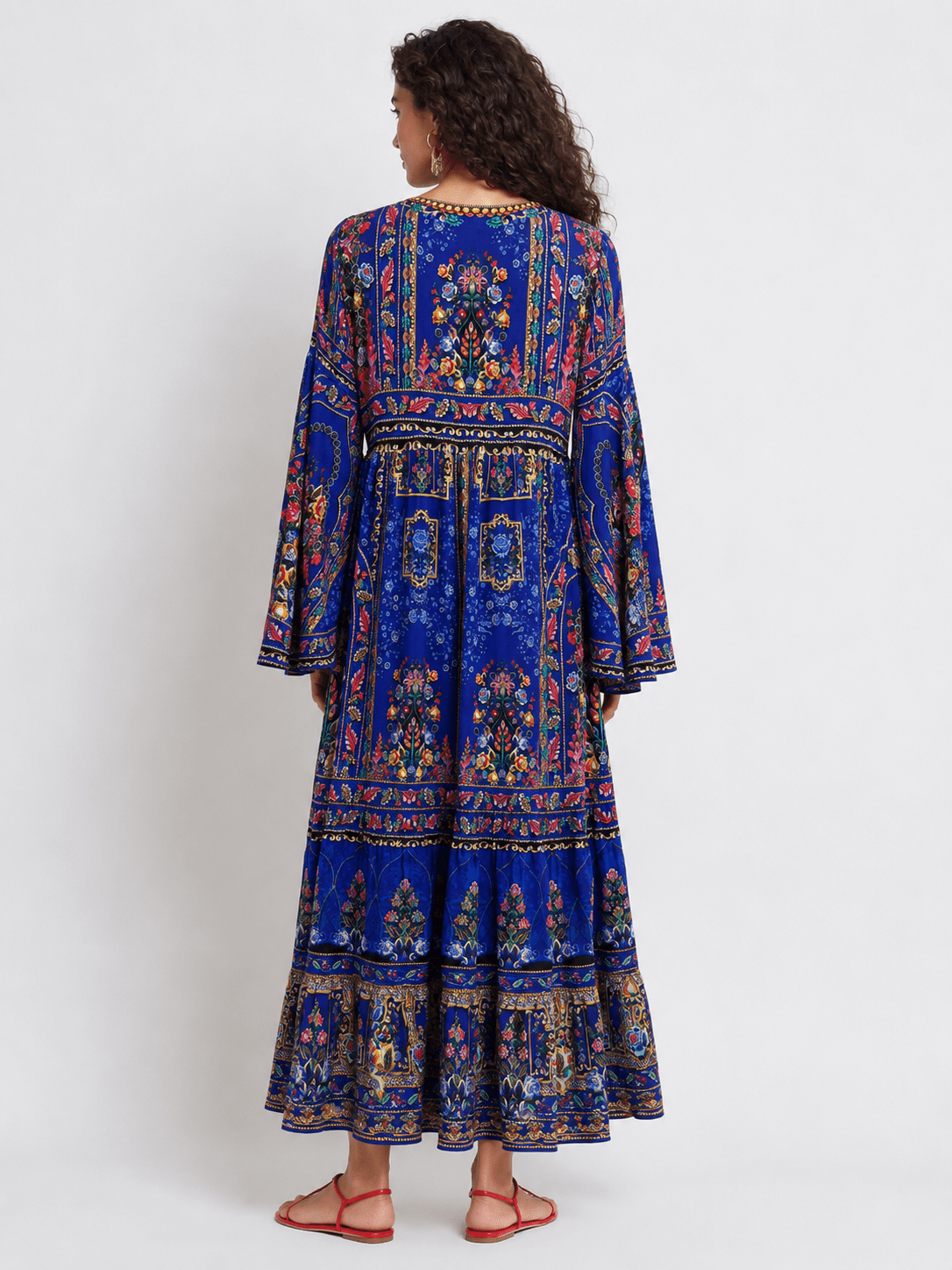 RIVIERA MAXI DRESS W BELL SLEEVES - Czarina