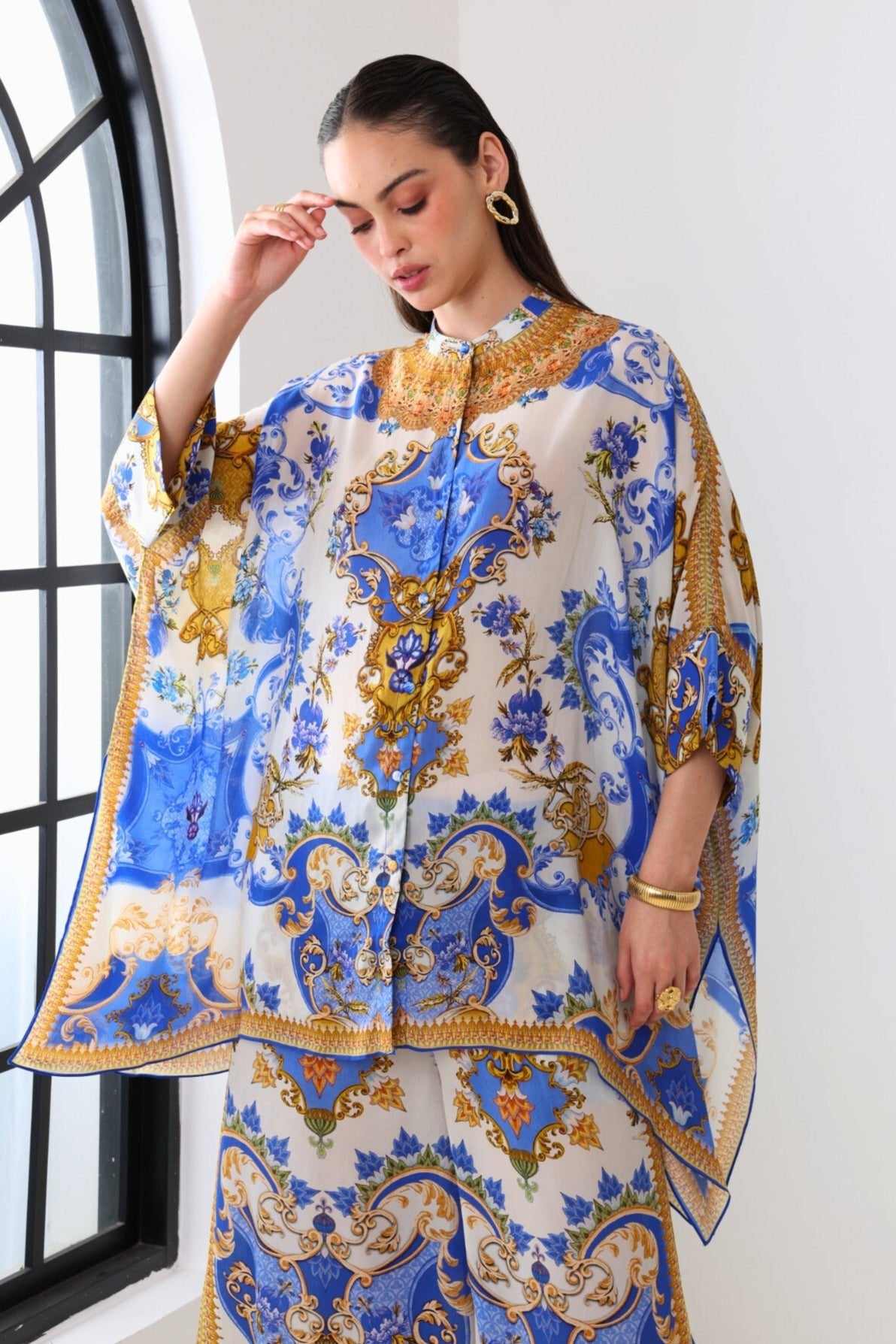 SANTORINI SUNRISE KAFTAN TOP W SLEEVES - Czarina