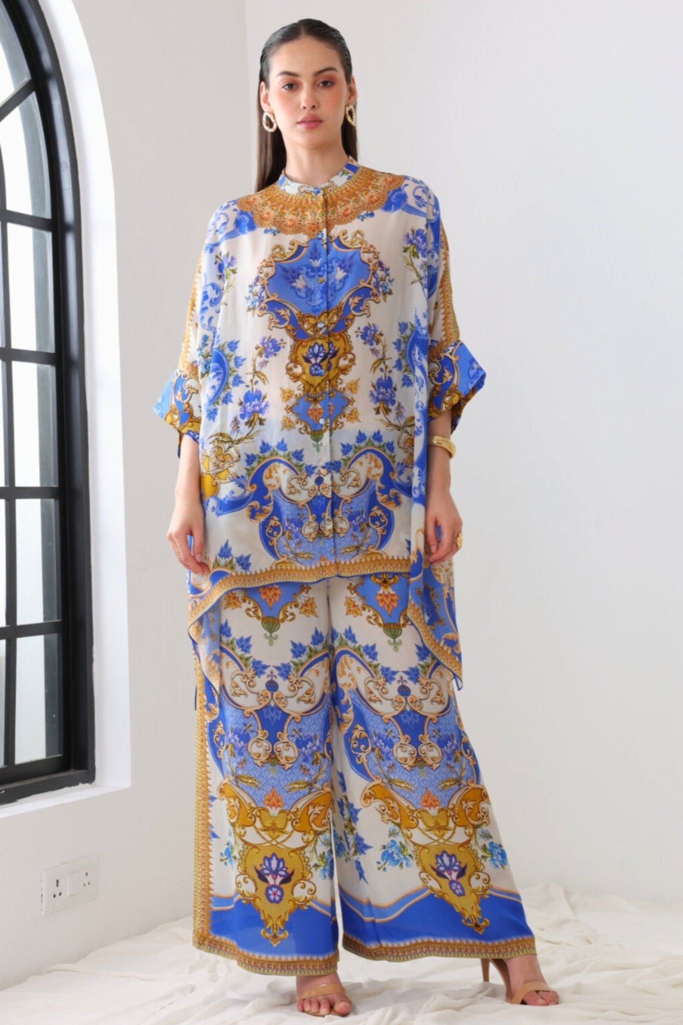 SANTORINI SUNRISE KAFTAN TOP W SLEEVES - Czarina