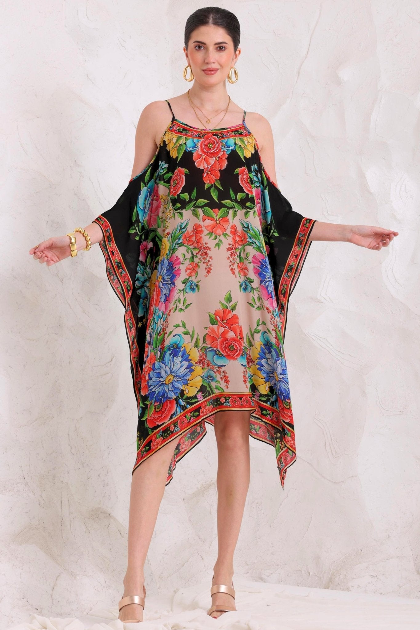 Spanish Flowers C - S Shoulder Kaftan - Czarina
