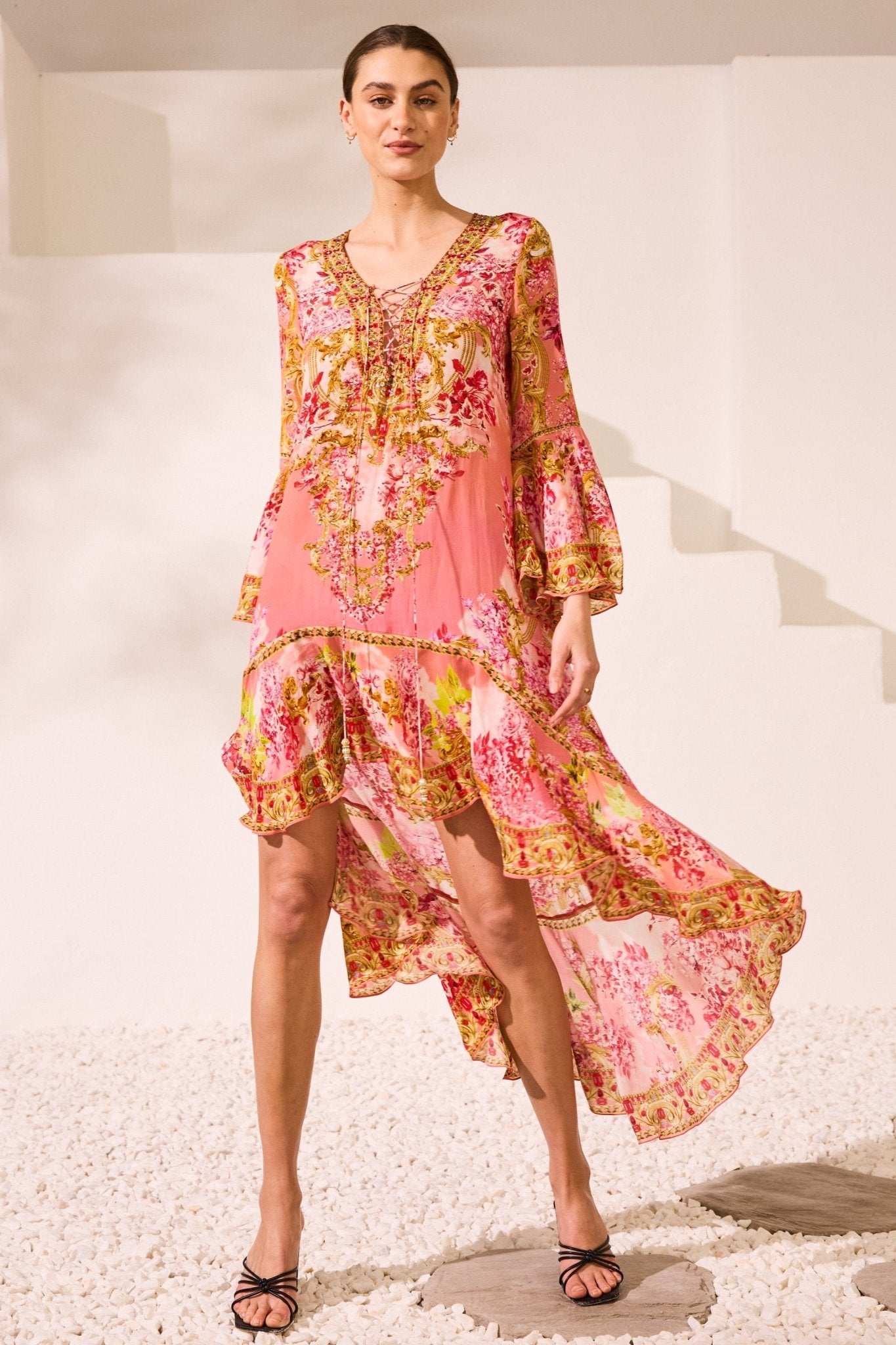 Summer In Pink Hi Low w Sleeves