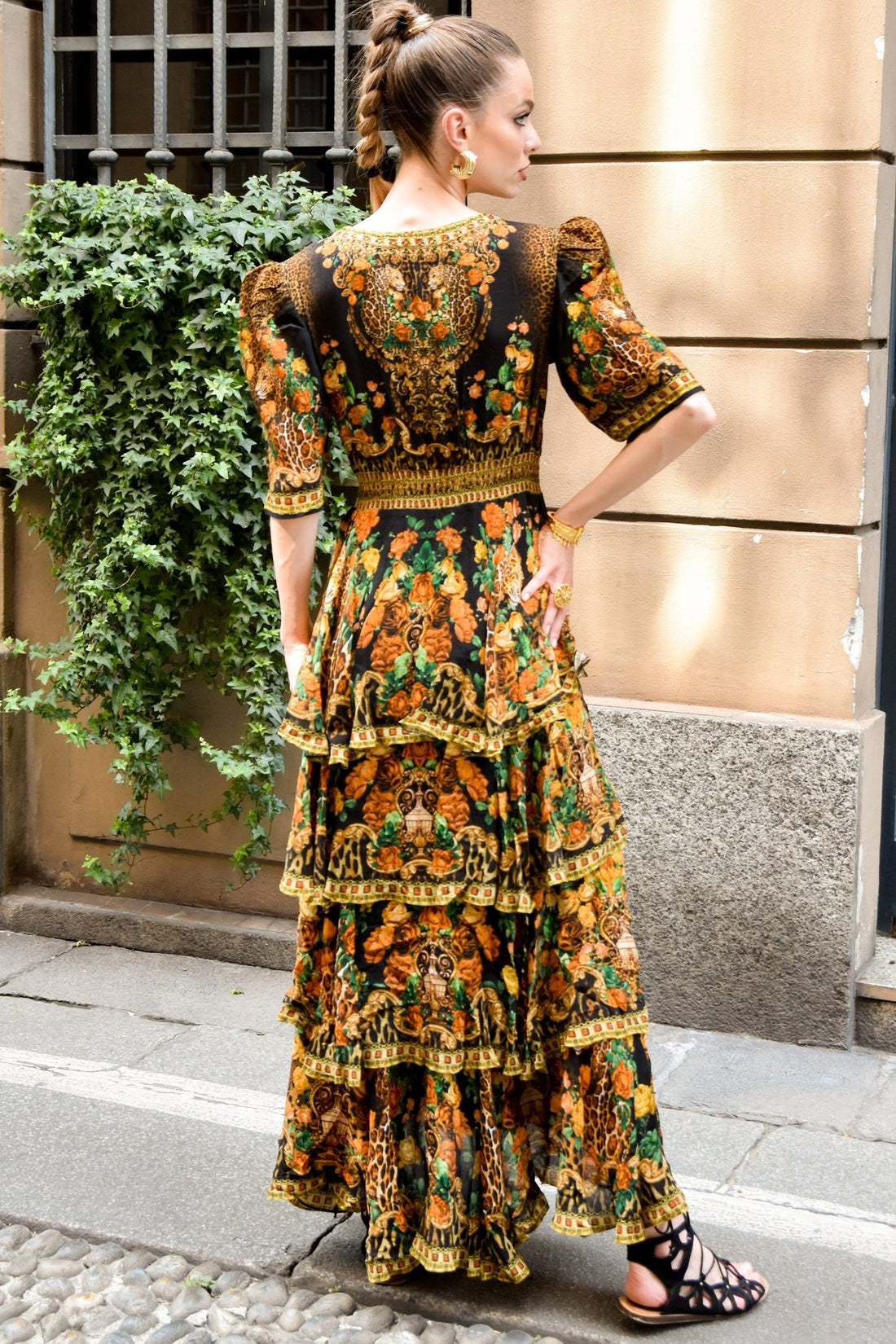 BLACK LEOPARDESS CROSS OVER MAXI DRESS - Czarina