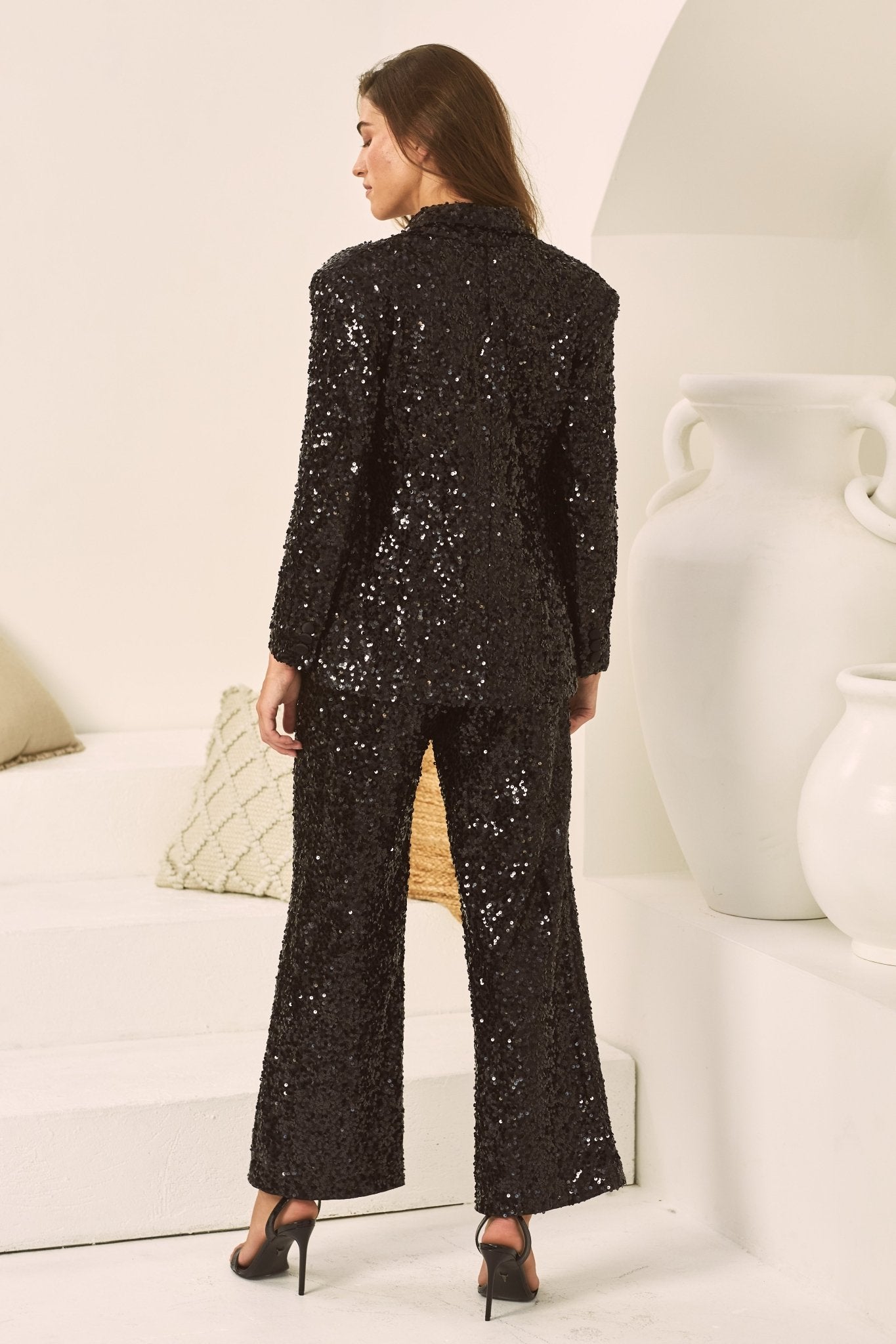 BLACK SEQUINS JACKET - Czarina