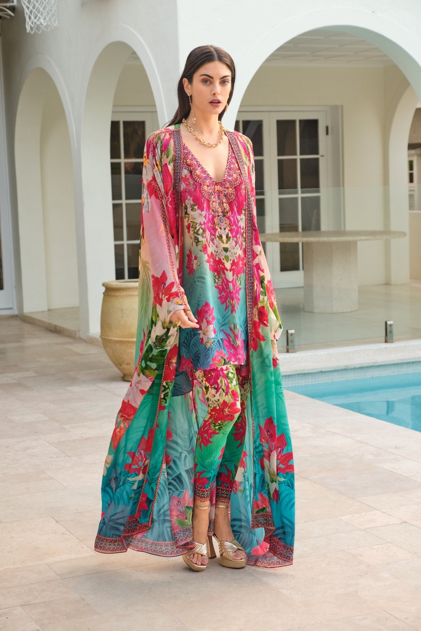 BLUE BLOSSOM KAFTAN DRESS - Czarina