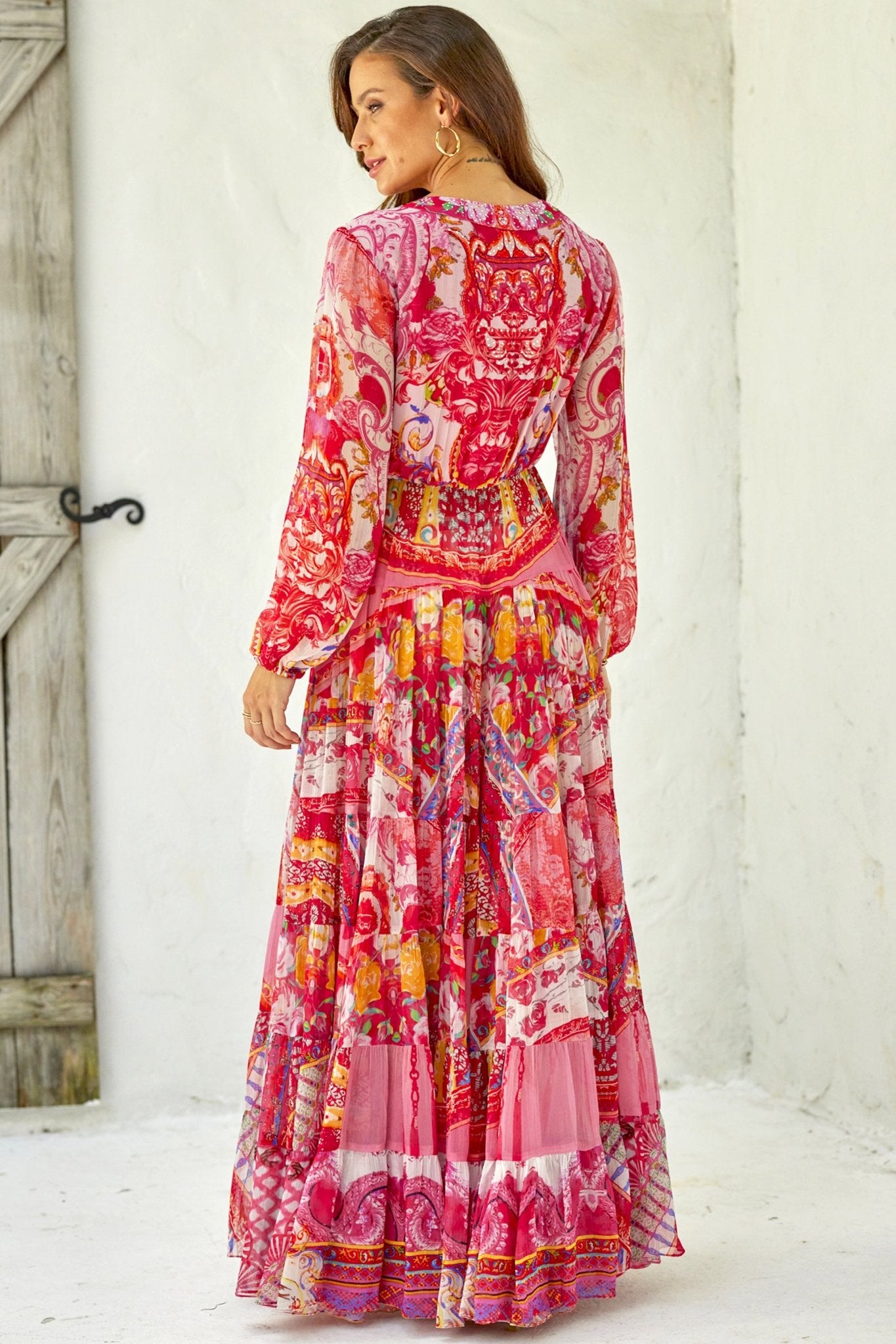 BOHEMIA V NK SHIRRED MAXI DRESS - Czarina