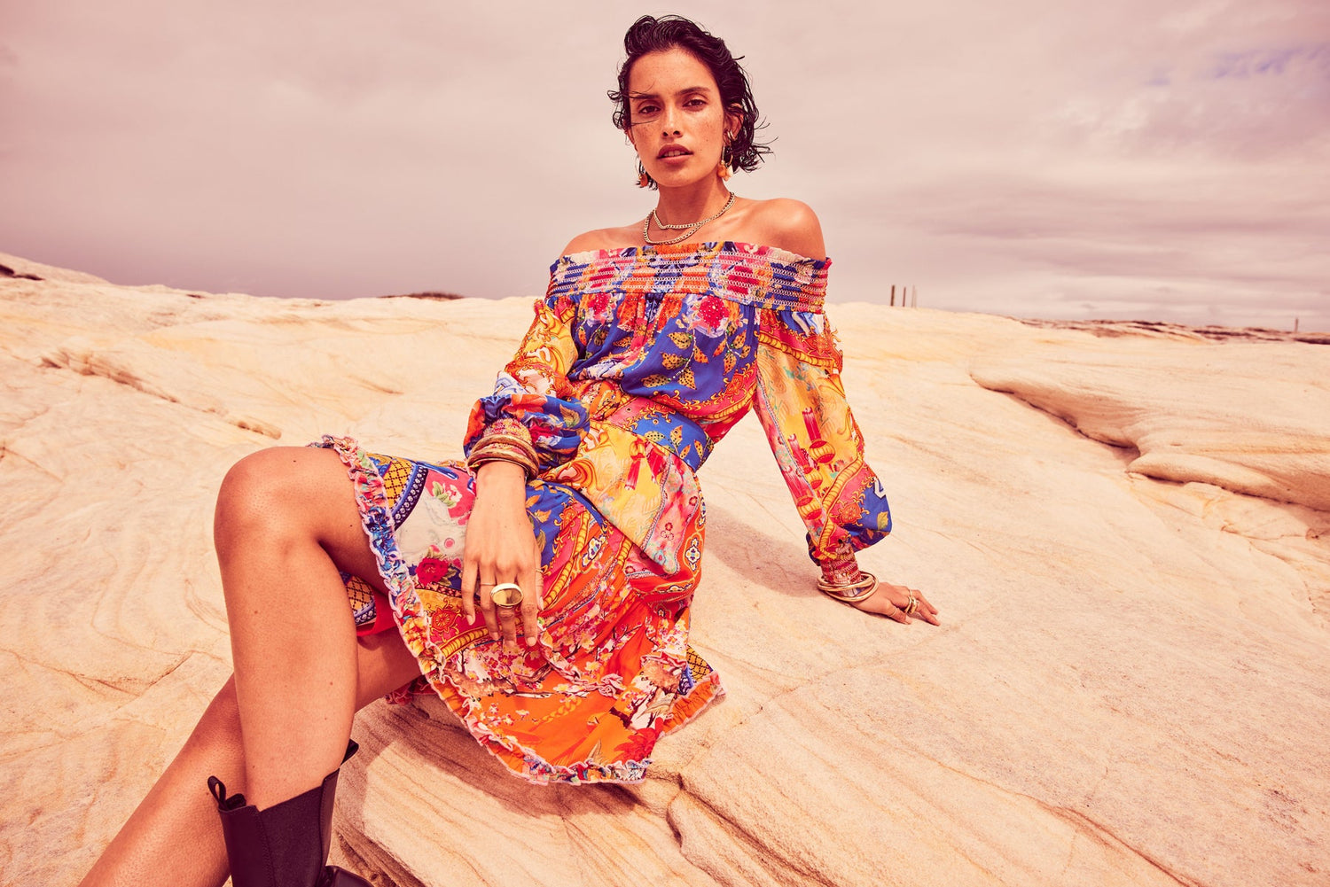 CARNIVAL SPIRIT OFF SHOULDER DRESS - Czarina