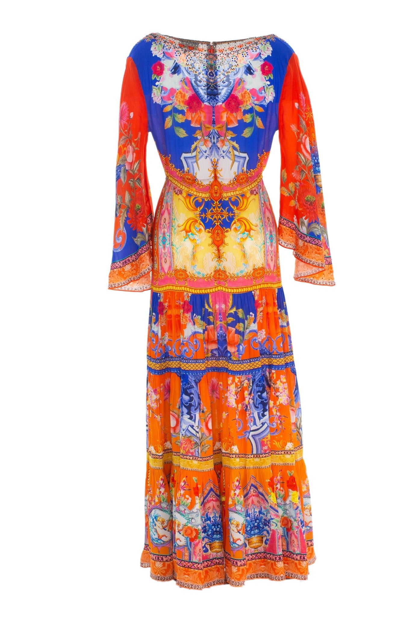 CARNIVAL SPIRIT V NECK TIER MAXI DRESS - Czarina