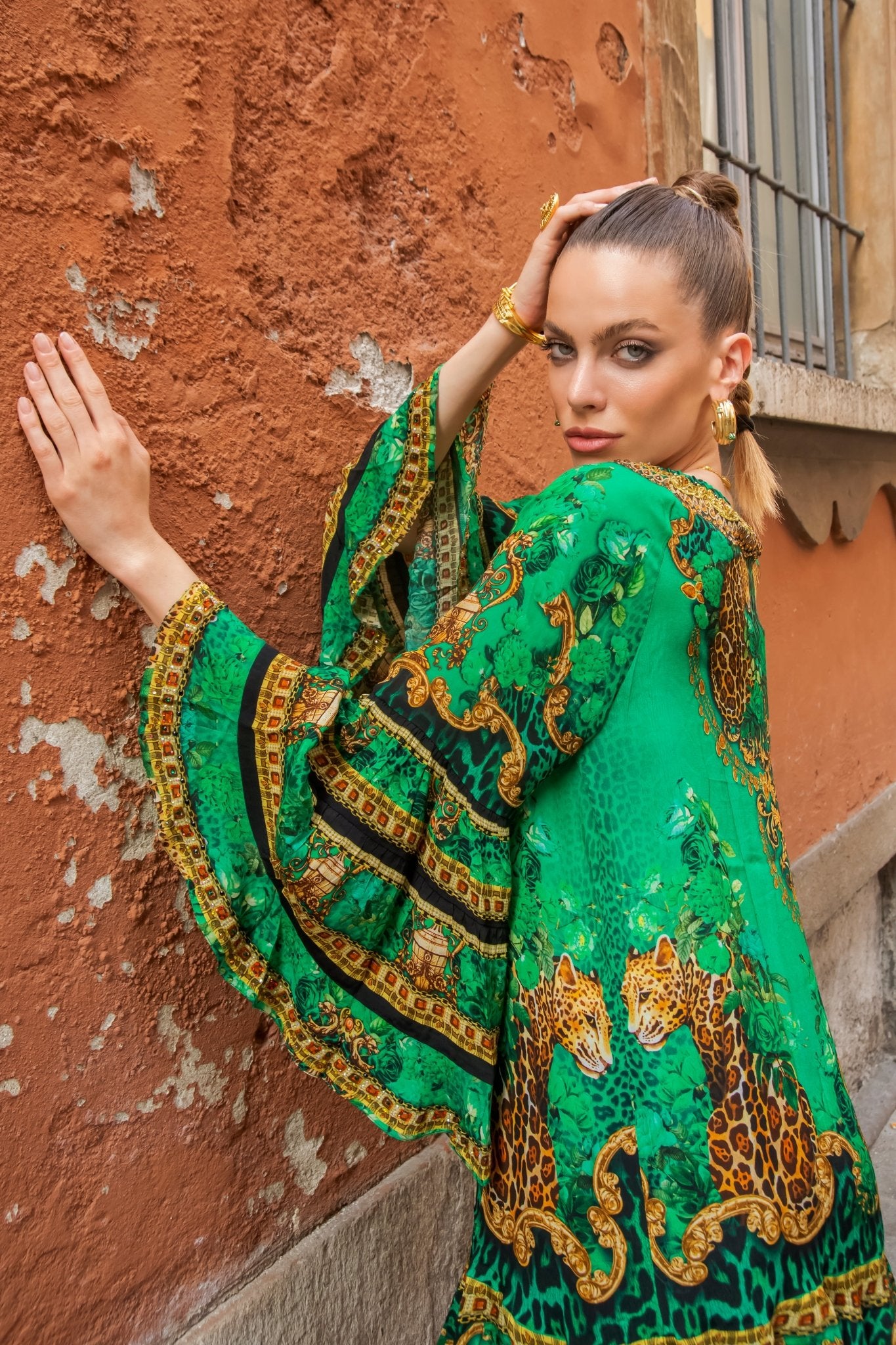 EMERALD LEOPARDESS FRILL DRESS - Czarina