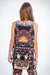 ENCHANTED V-NECK LINEN TANK TOP - Czarina