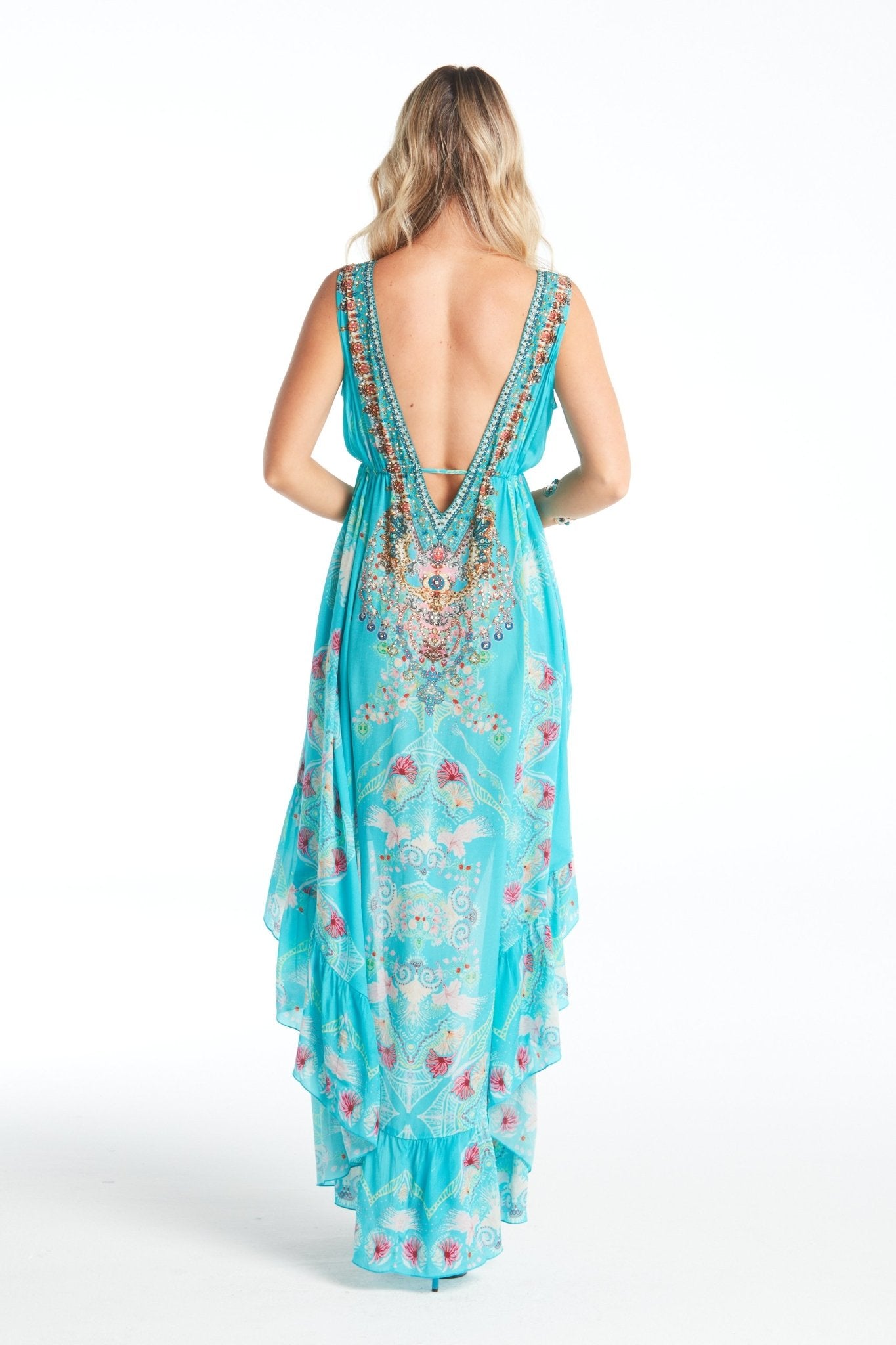 FEEL THE SKY V-NECK HI LOW DRESS - Czarina