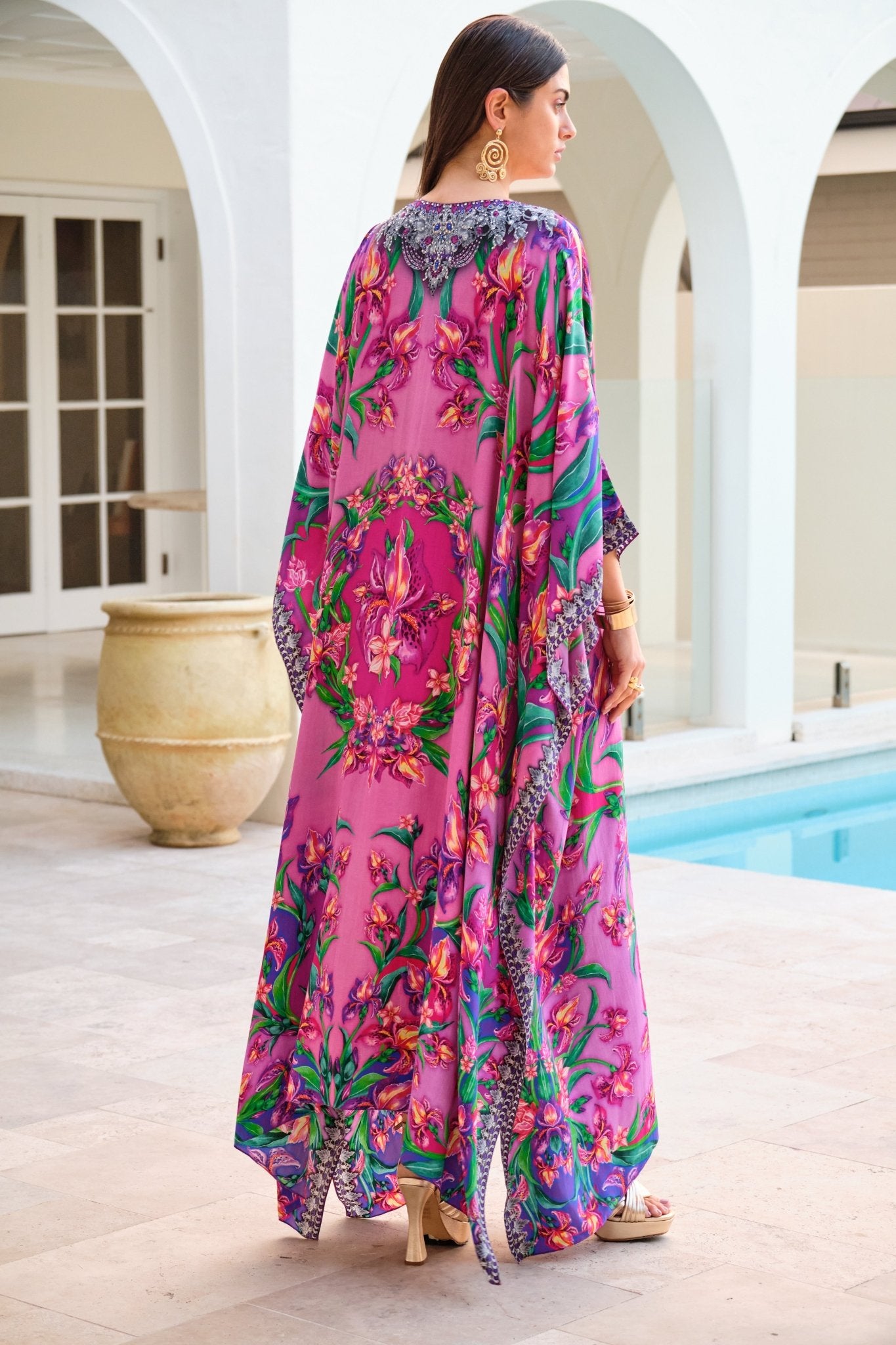 PINK RADIANCE BIG WIDTH SILK KAFTAN - Czarina