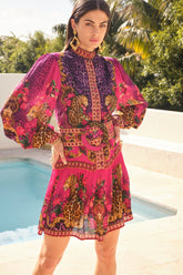 PURPLE PRINCESS BUTTON DOWN SHORT DRESS - Czarina